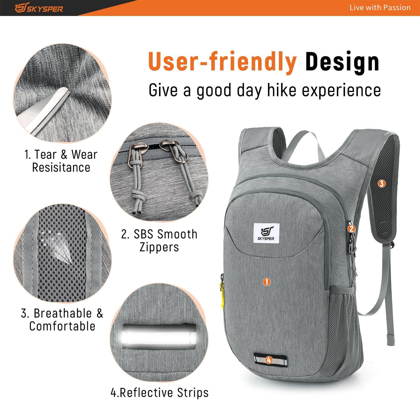 SKYSPER Small Hiking Backpack 10L Packable Lightweight Back Pack Foldable Travel Daypack for Women Men