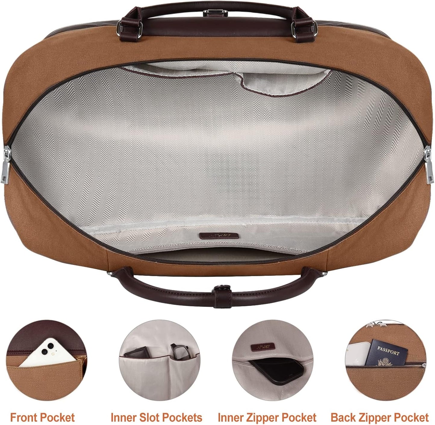 Weekender Bag for Women, Large Overnight Bag Canvas Travel Duffel Bag Carry On Tote with Shoe Compartment 21" 3Pcs Set