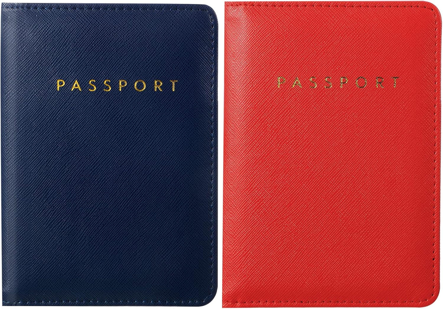 Frienda 2 Pieces Bridal Passport Covers Holder Waterproof Leather Holder Covers Travel Wallet Passport Case for Women and Men