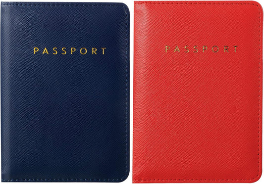 Frienda 2 Pieces Bridal Passport Covers Holder Waterproof Leather Holder Covers Travel Wallet Passport Case for Women and Men