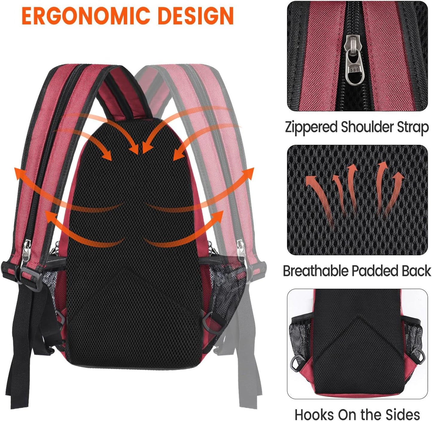 Crossbody Sling Backpack Men and Women Sling Bag Shoulder Backpack Travel Hiking Chest Bag Daypack (Red)