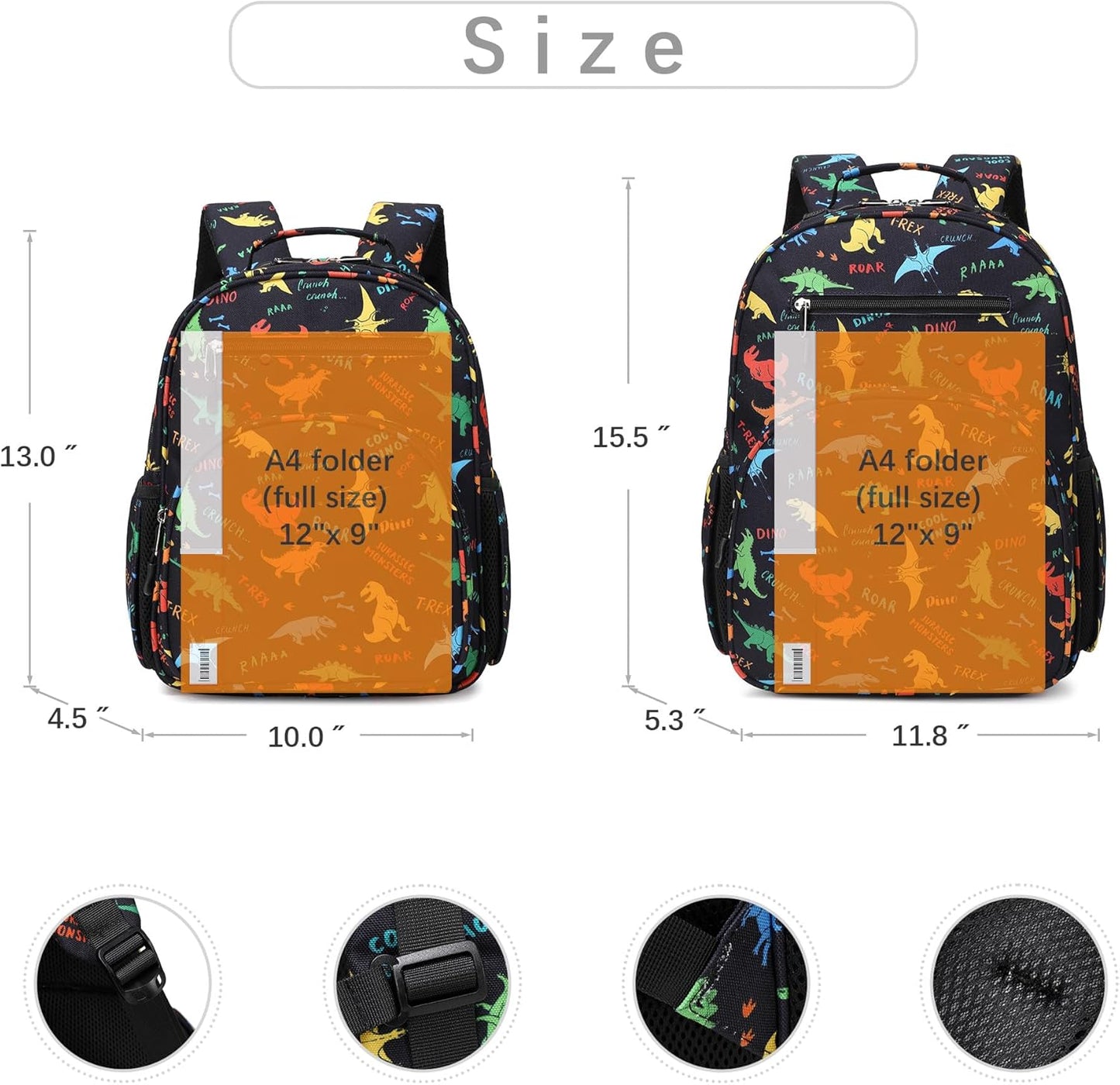 abshoo Cute Mini Toddler Backpacks for Boys Little Kids Bookbag Preschool backpack (Dinosaur Black)