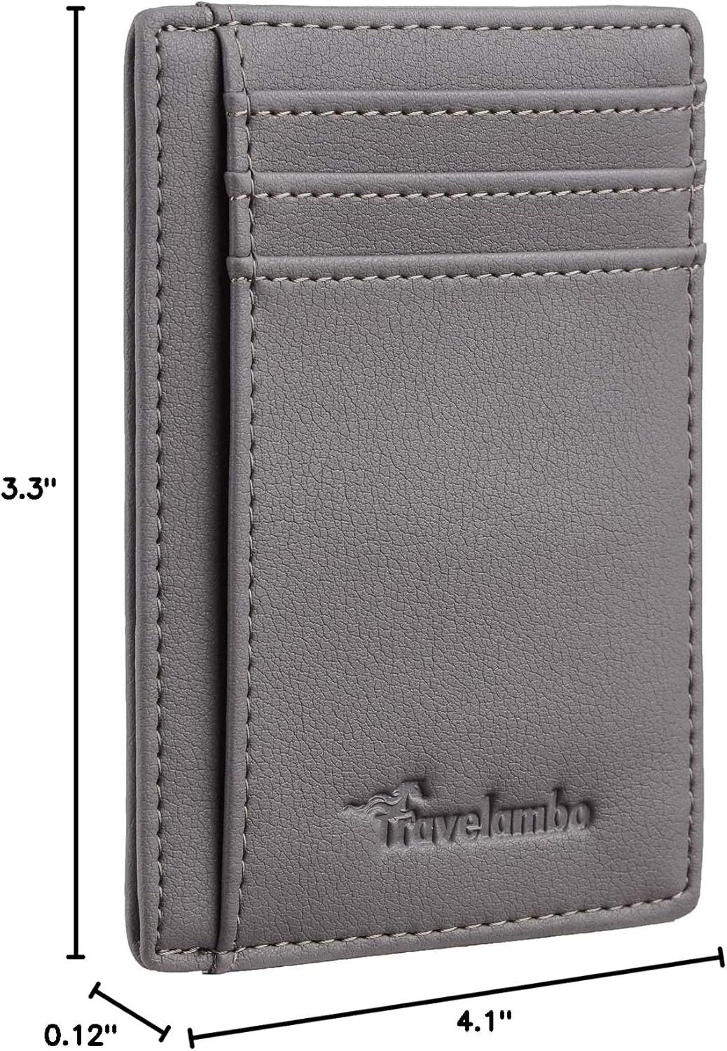Travelambo Front Pocket Minimalist Leather Slim Wallet RFID Blocking Medium Size