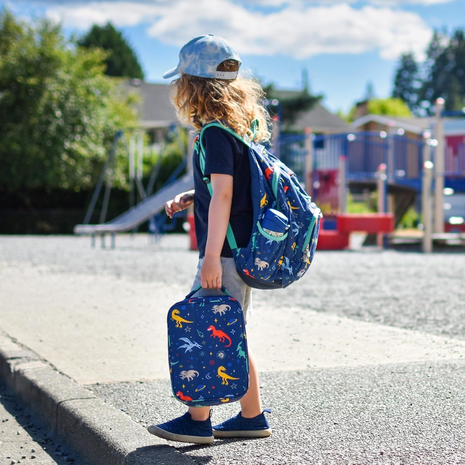 JAN & JUL Boys' Water Resistant Backpack for School, Lightweight Schoolbag for Kids (Space Dinos
