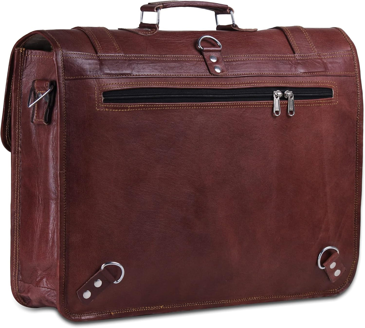Convertible Leather laptop bag 18 inch and backpack for men – Vintage Full Grain Leather satchel for men – Genuine Leather briefcase for Business – Brown Leather computer bag with rustic look