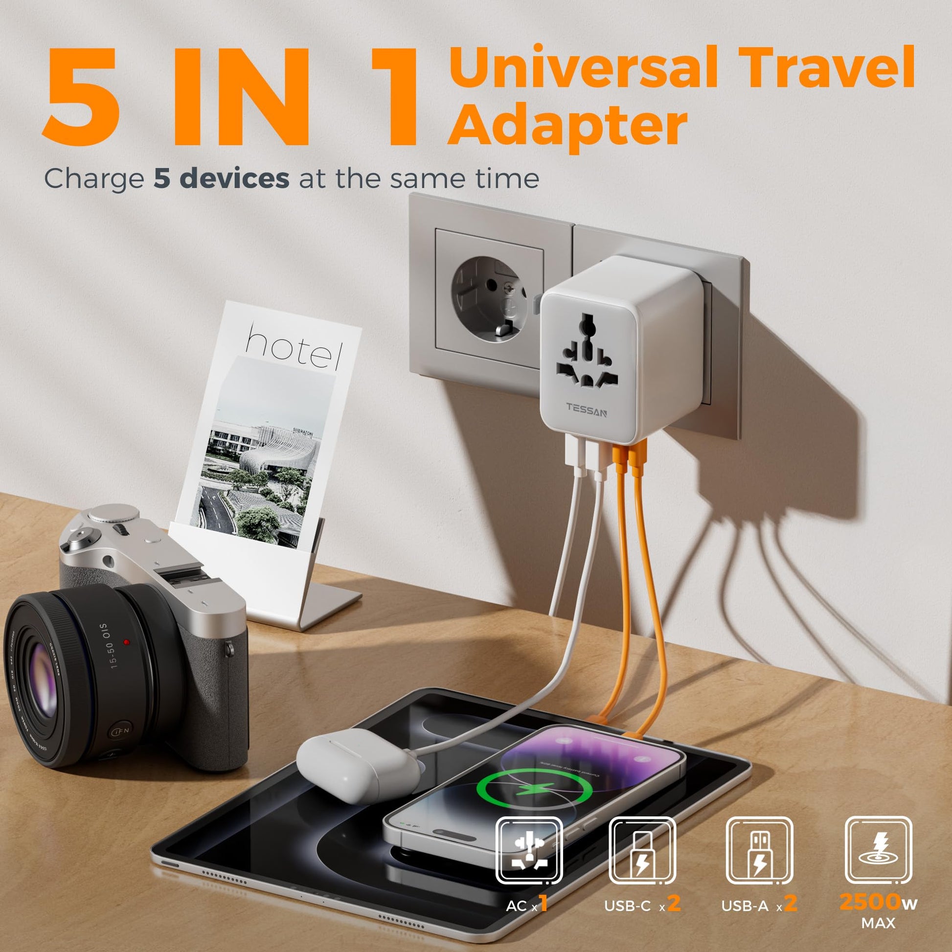 TESSAN Universal Travel Adapter, International Power Adapter