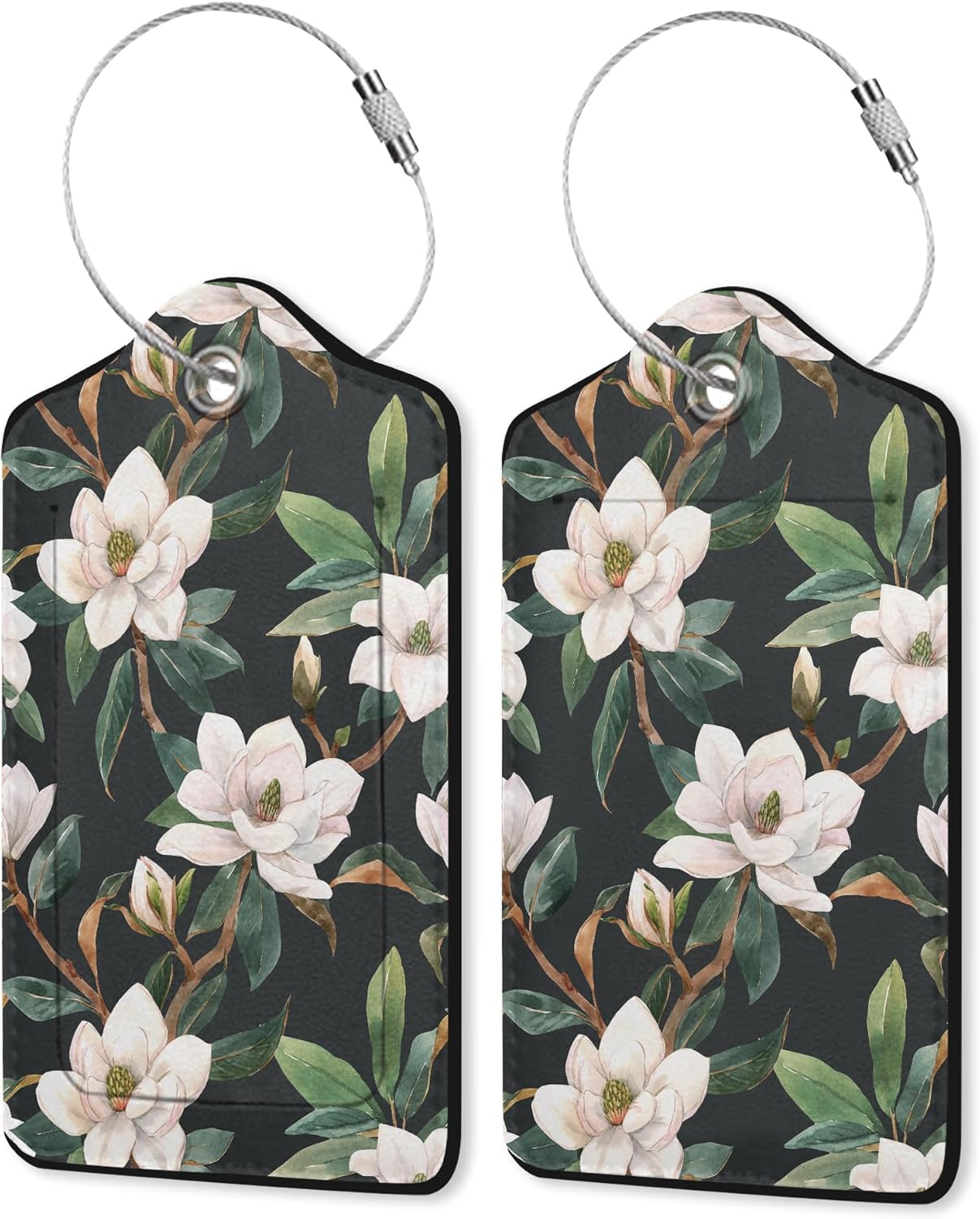 Magnolia Spring Luggage Tag for Suitcase,Floral Travel Tags with Privacy Cover ID Label & Stainless Steel Loop for Women