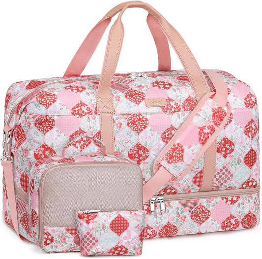 IBFUN Weekender Bags for Women, Travel Duffle Bag with Shoe Compartment Carry on Weekender Overnight Duffel for Weekend Travel Business Trip 3PCS