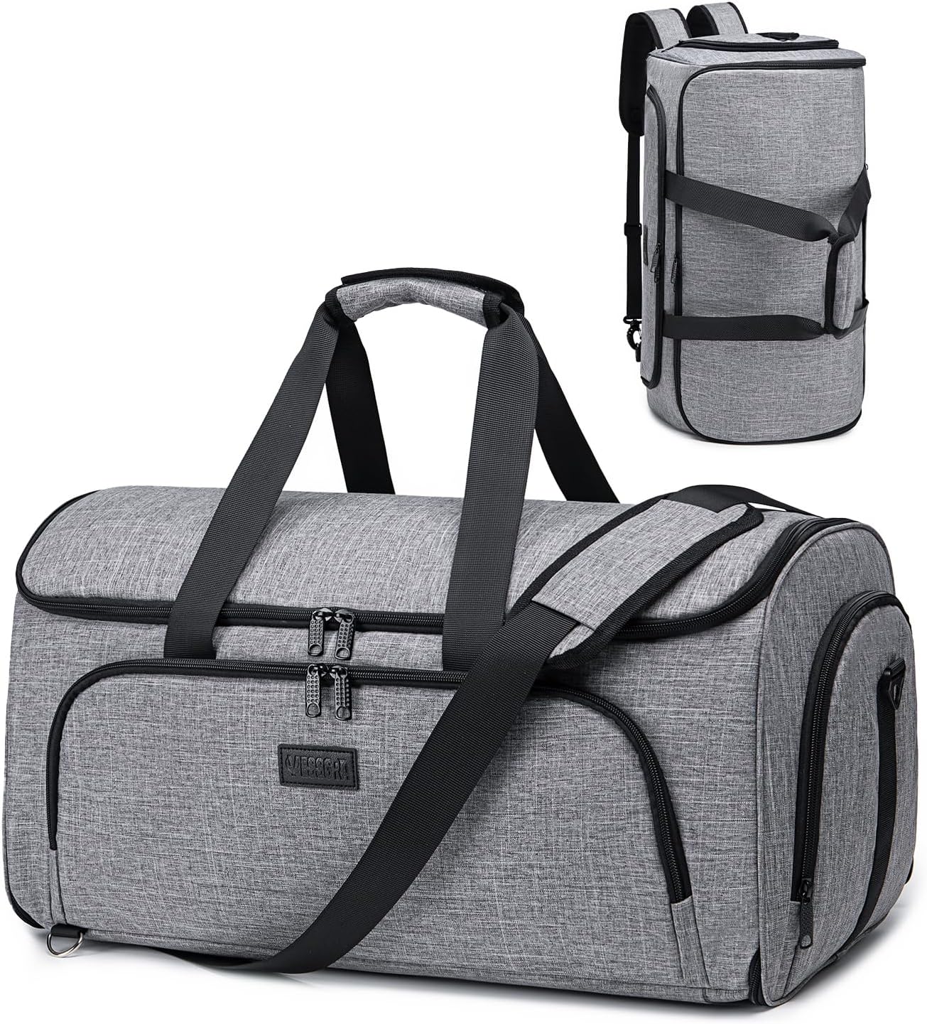 Garment Bags for Travel,Convertible Garment Bag with Shoulder Strap, 4 in 1 Suit Bag Travel with Shoes Foldable 58L Carry on Garment Bag for Men Women Garment Duffle Bags for Travel,Grey