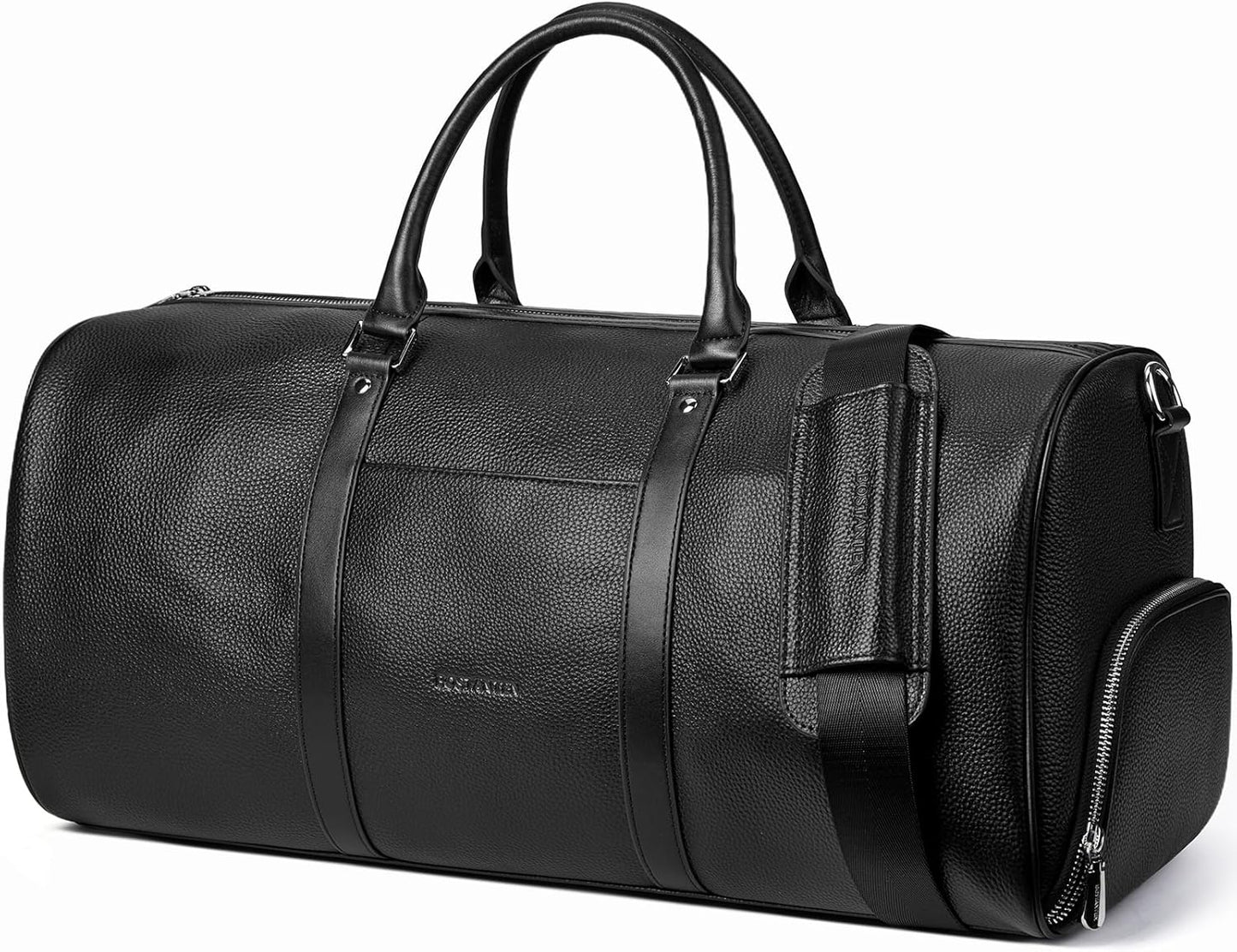 BOSTANTEN Genuine Leather Travel Weekender Overnight Duffel Bag Gym Sports Luggage Bags for Men Large Black