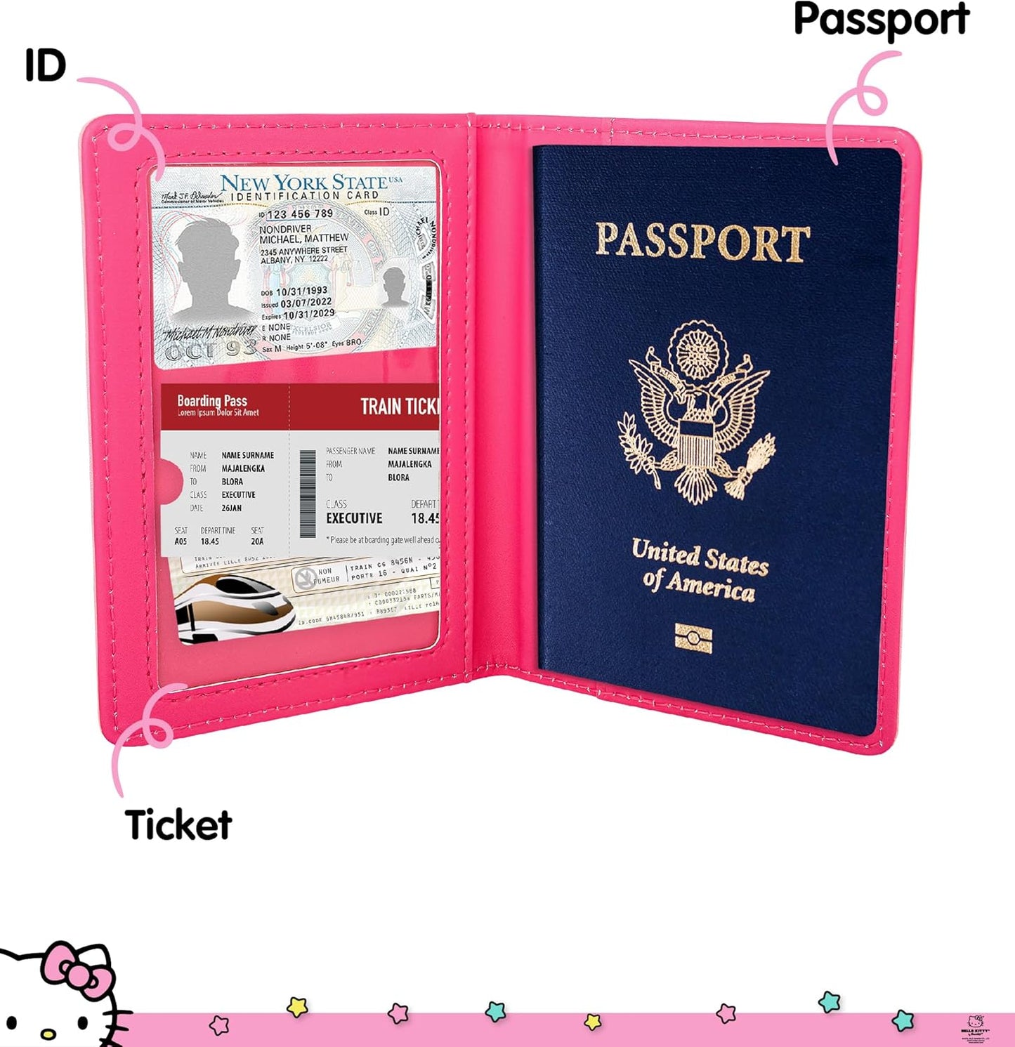 Hello Kitty Passport Holder for Travel Official License, Cute Passport Cover, Sanrio Gifts