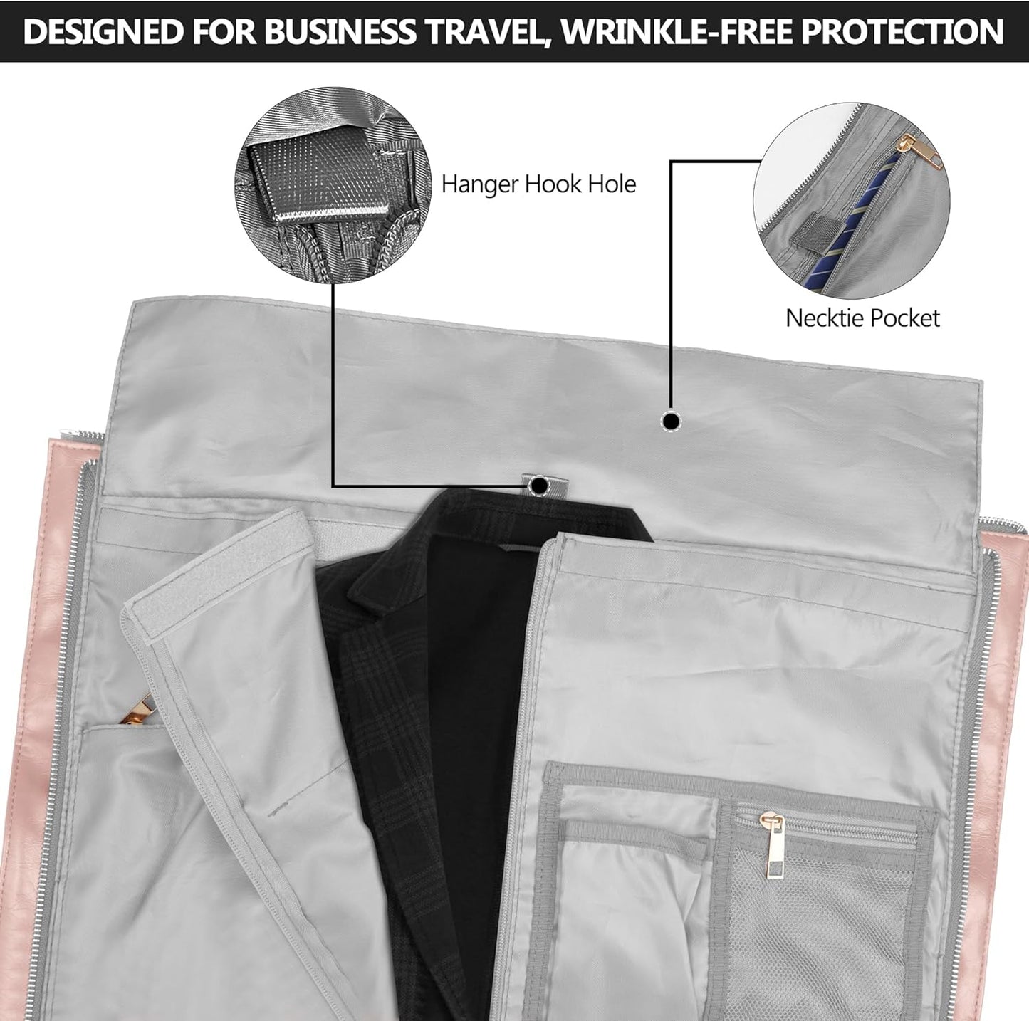 Convertible Garment Travel Bag, Carry on Luggage Duffel Bag for Men Women with Shoulder Strap, 2 in 1 Hanging Suitcase Suit Business Travel Bag Expandable, Shoe Compartment(Pink)