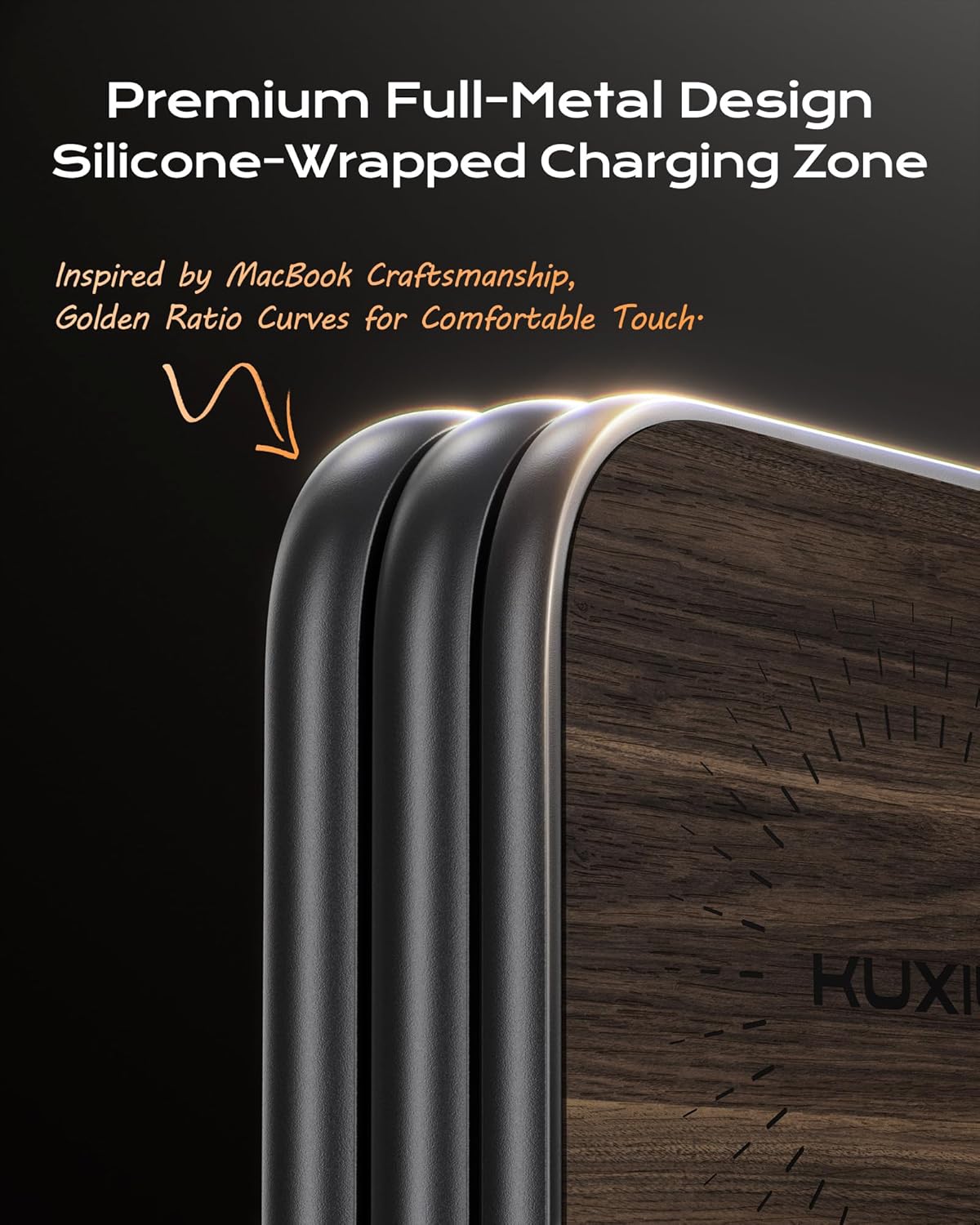 KU XIU Qi2.2 25W Magnetic Wireless Charger, Foldable 3 in 1 Travel Charging Station for iPhone 17/16/15/14/13/12, 5W for Apple Watch & AirPods, Aluminum Alloy Design, with 45W GaN Adapter, Wood Grain
