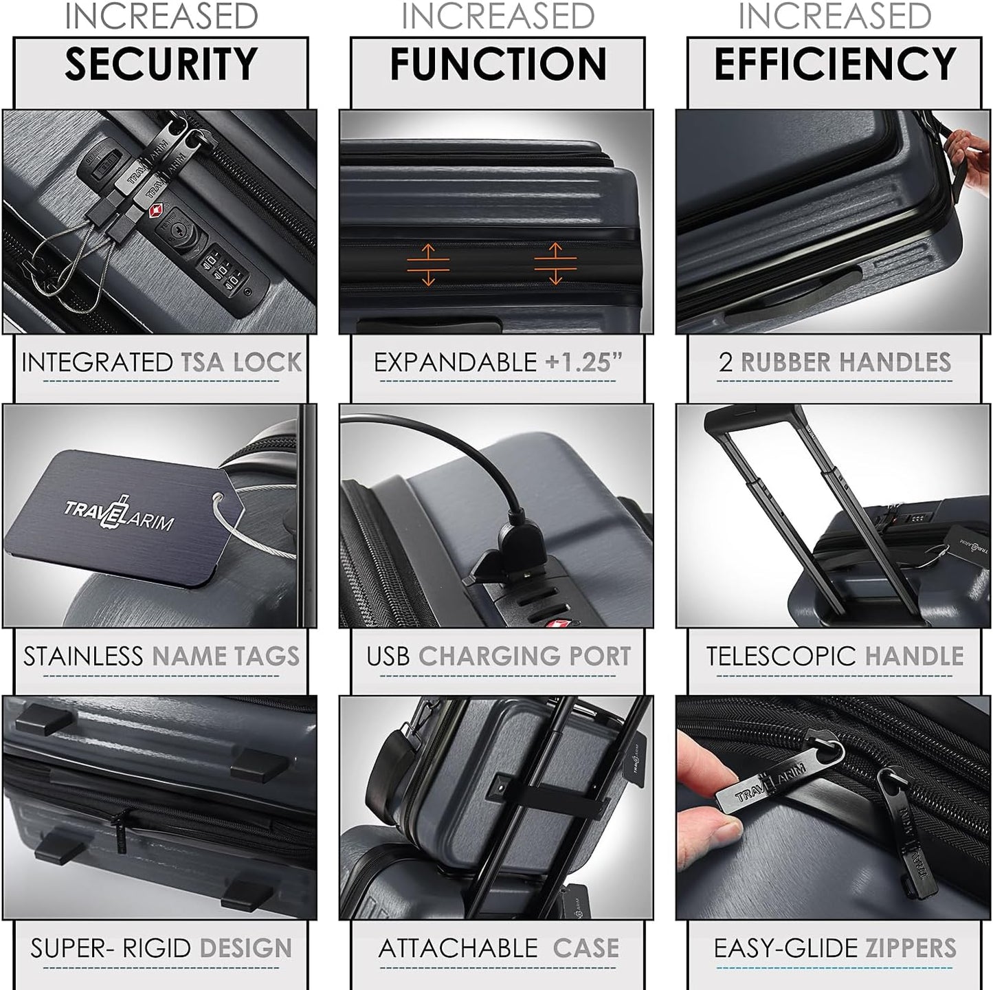Hard Shell Luggage Sets with Spinner Wheels 4 Piece, Expandable Large Suitcases with TSA Lock, Travel Large Suitcase Set, Grey Luggage Set