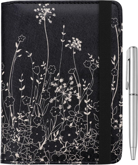 WALNEW Passport Holder for Travel, RFID Passport Cover Wallet for Women Men, PU Leather Passport Book Card Holder Case with Pen, Travelling Essentials for Flying