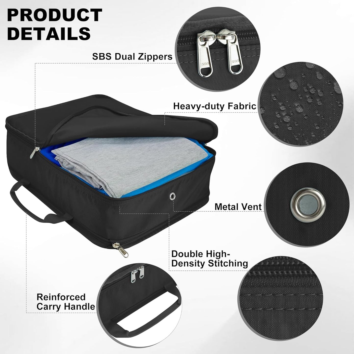 Compression Packing Cubes for Travel Essentials, 2 Pack Expandable Travel Cubes for Packing Bags Suitcase Organizer, Black
