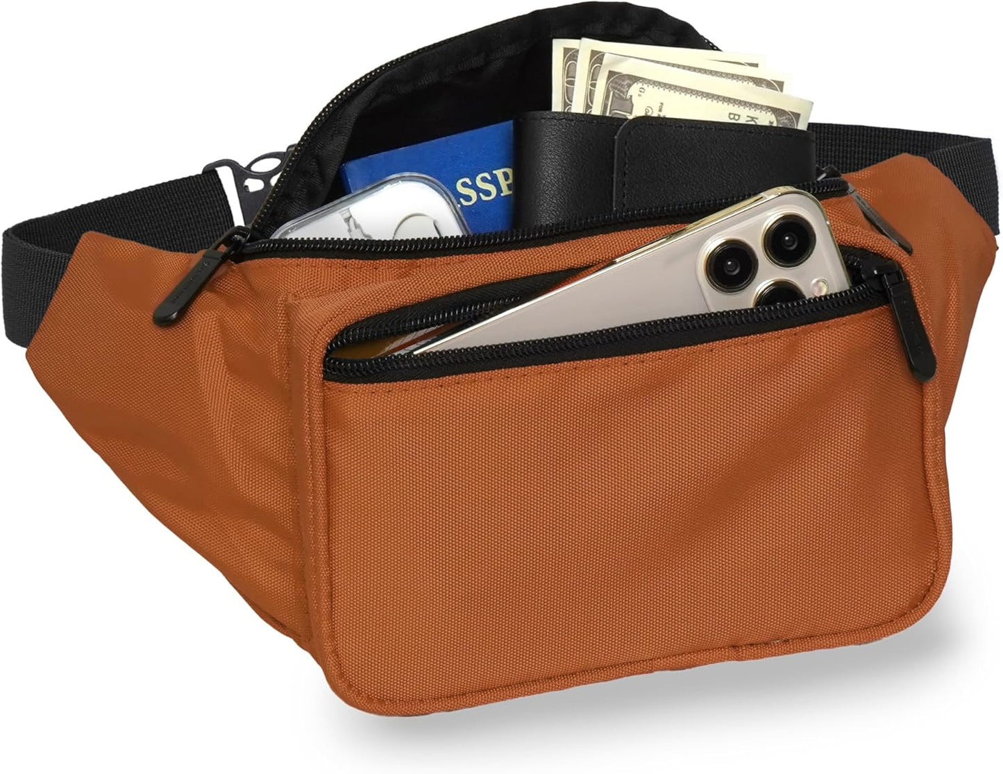 Brown Fanny Pack Belt bag - Crossbody Waist Bag for Men or Women - Hands-Free, Waterproof Large Bumbag for Hiking, Running, and Travel
