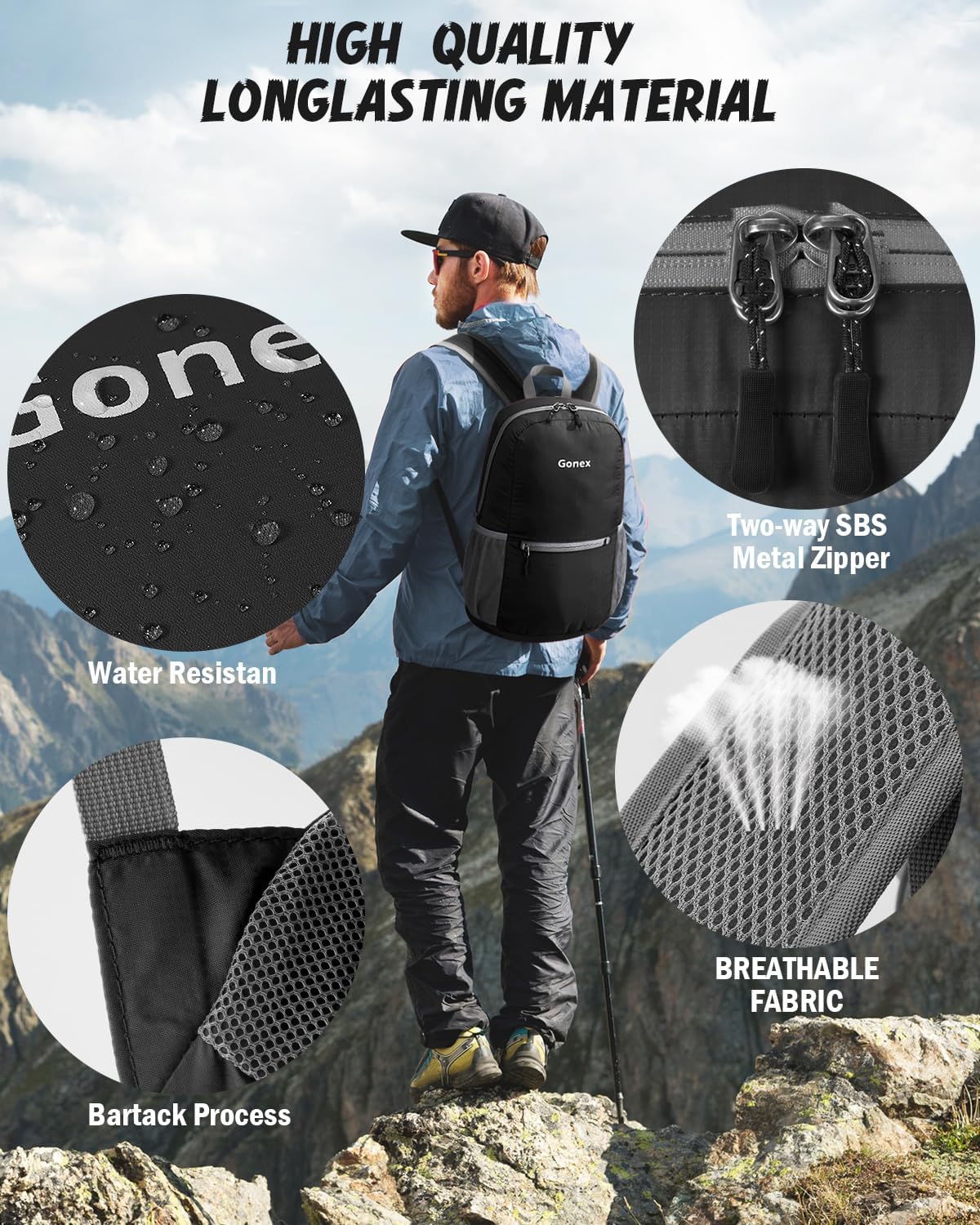 Gonex Ultra Lightweight Packable Backpack 20L Daypack Handy Foldable Camping Outdoor Travel Cycling Backpacking