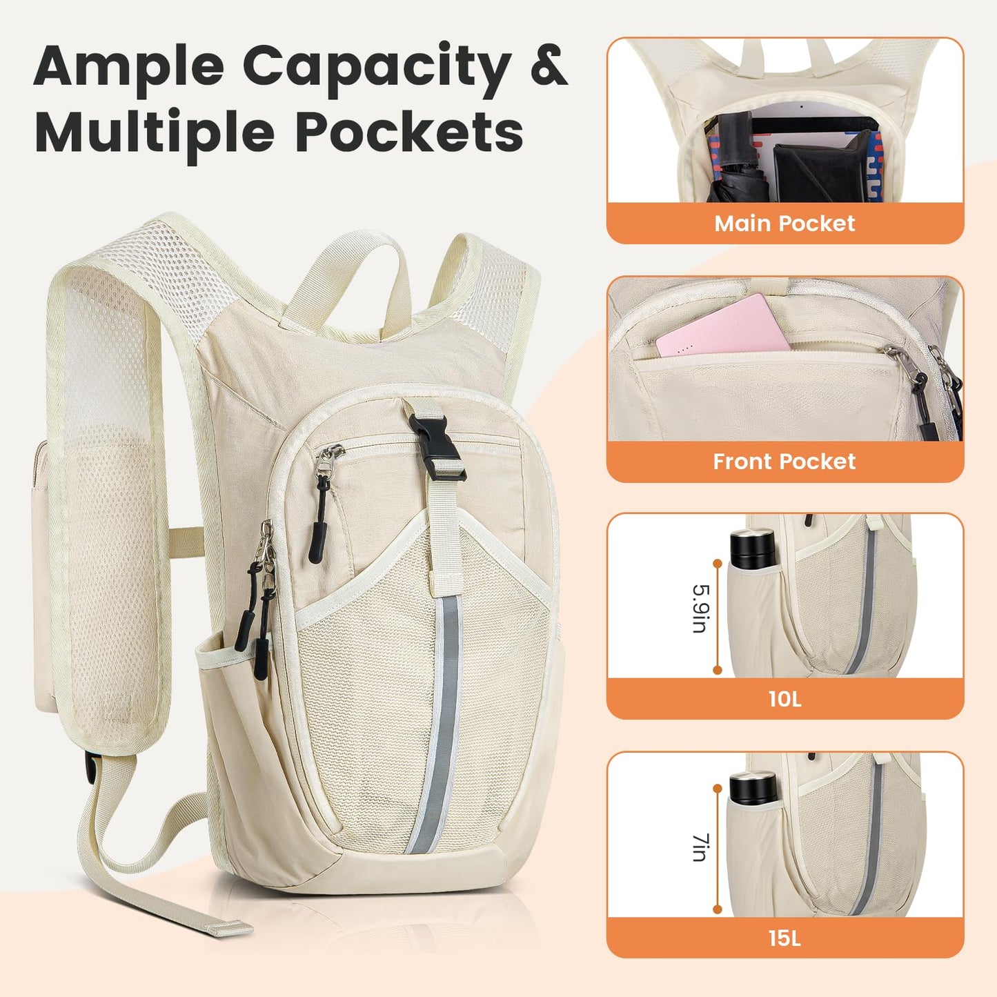 TUIKEN Small Hiking Backpack 10L- Lightweight Packable Foldable Backpack for Travel Camping Outdoor