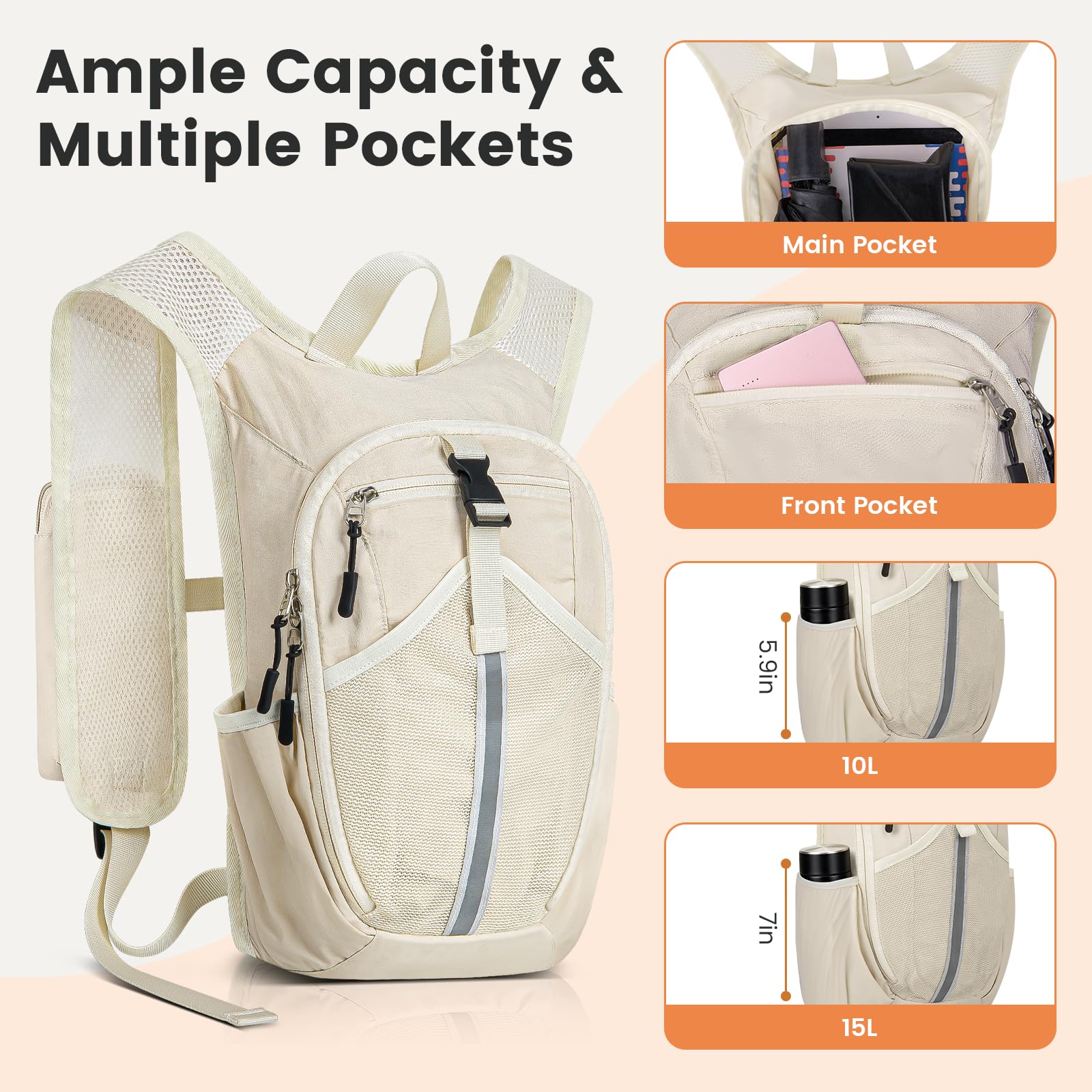 TUIKEN Small Hiking Backpack 10L- Lightweight Packable Foldable Backpack for Travel Camping Outdoor