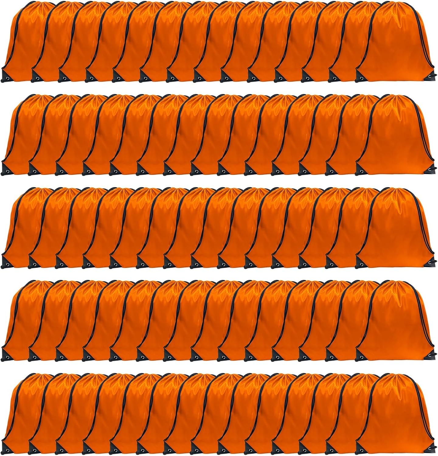 GoodtoU Drawstring Bags, Nylon Gym Bags with Cinch Sack - Drawstring Backpack for Sport, Travel, Team (Orange, 80Pcs)