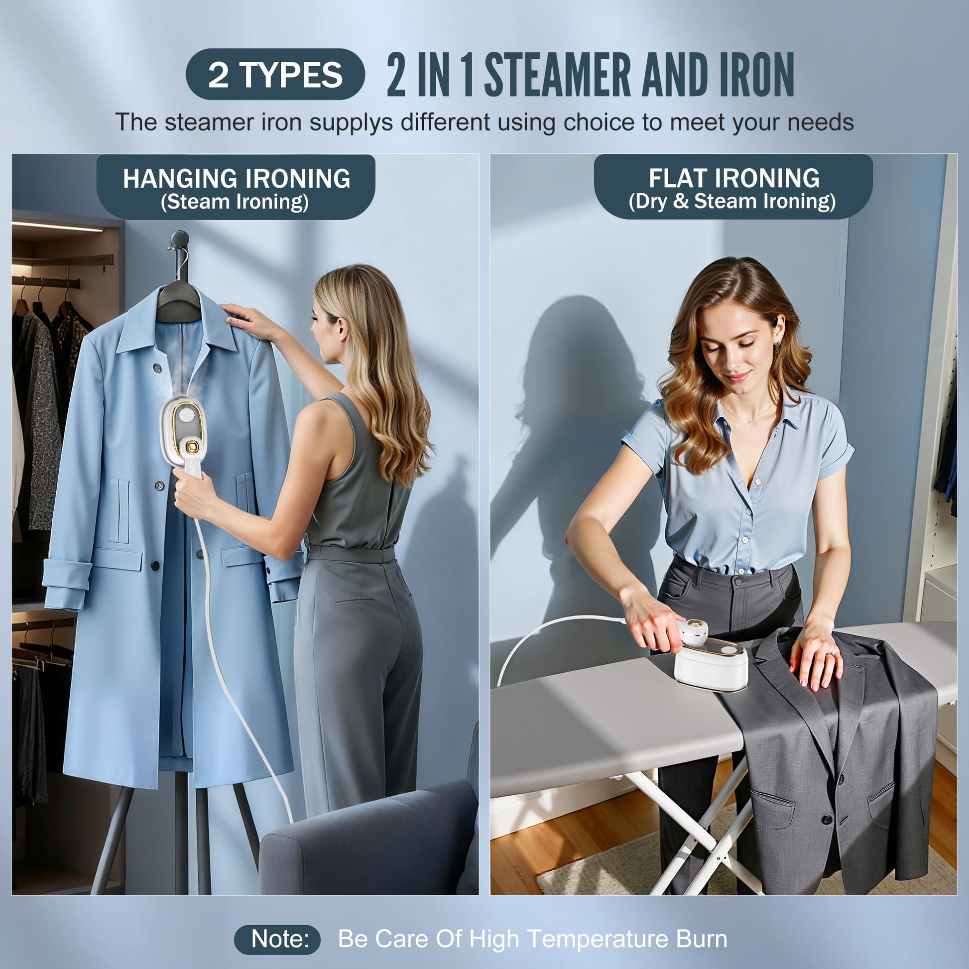 Travel Steamer for Clothes, 1200W Mini Travel Iron with Steam, Handheld Rotary Garment Iron