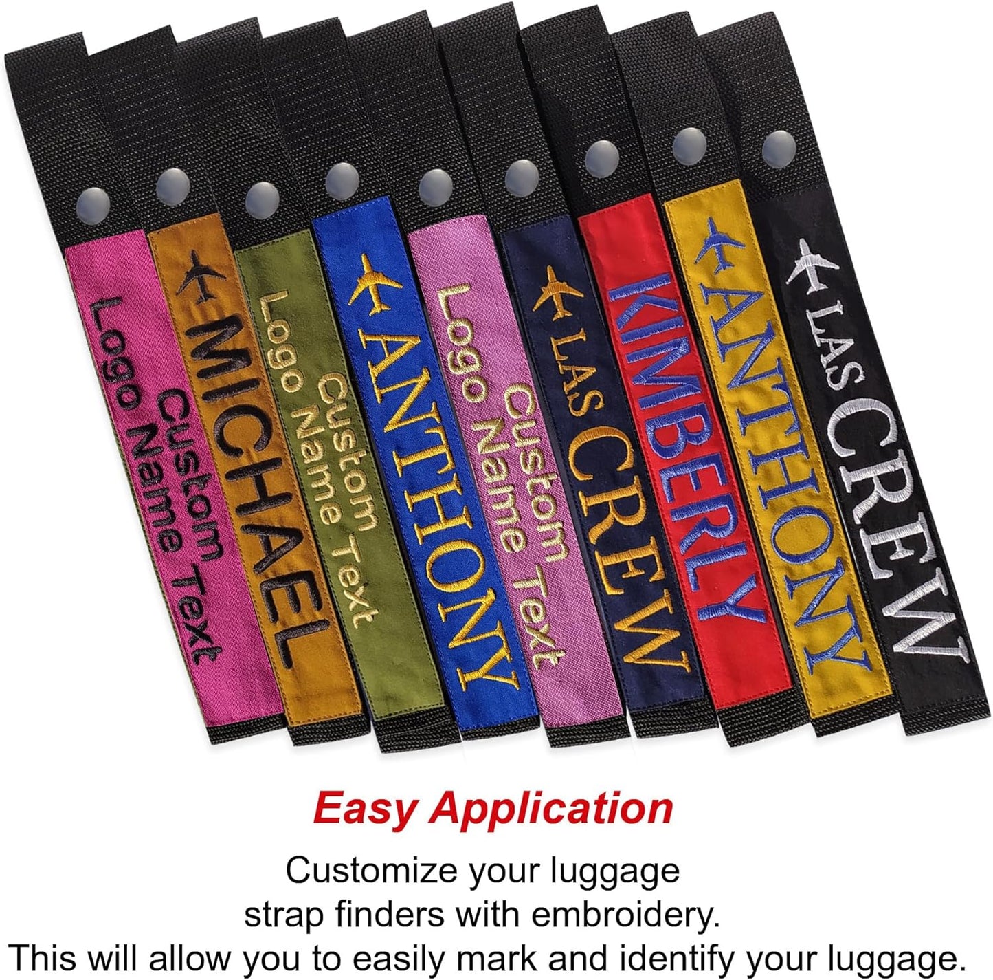 Personalized Luggage Handle Tag Finder | Custom Embroidered Icon Monograms or Short Text ID Tag | Cover Identifier Marker for Suitcase or Bag | Accessories for Travel by ACORD EU (Navy Blue Tag)