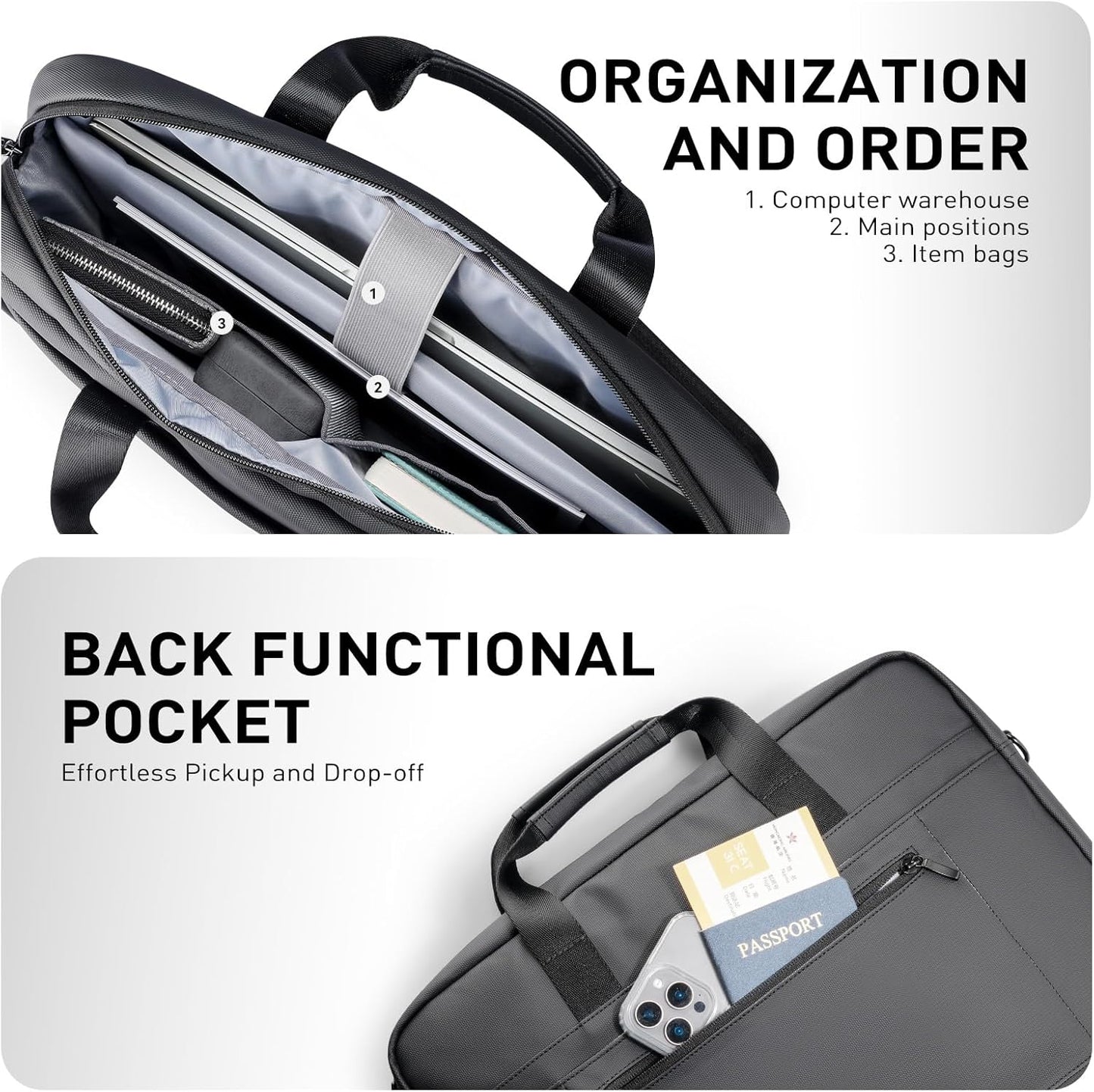 Mark Ryden Laptop Bag 15.6 Inch, Waterproof Briefcases for Men, Shoulder Crossbody Bag with Handle for Travel Office Business