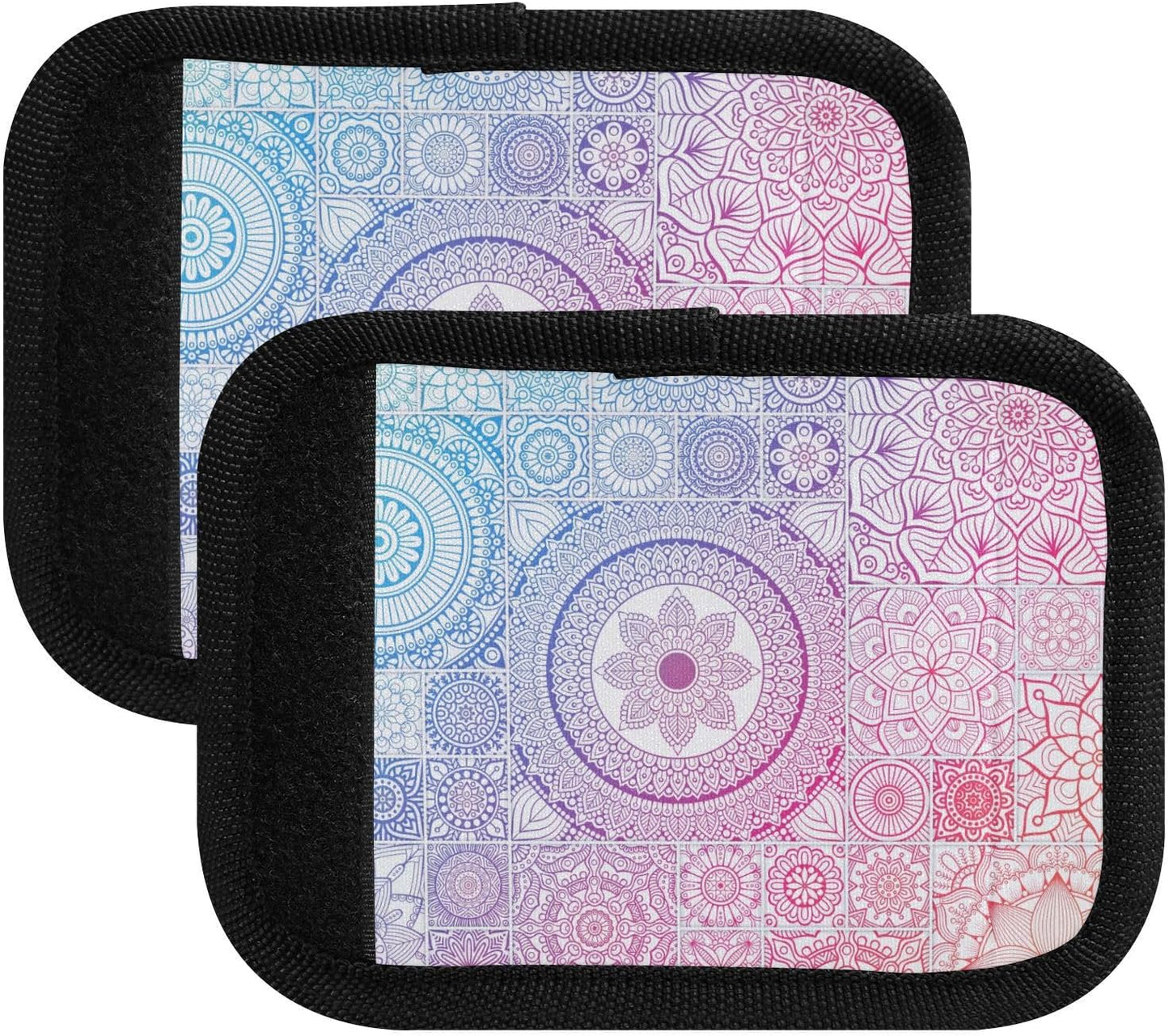 Colorful Mandala 4 Pack Luggage Handle Wraps Covers for Suitcase Identifiers Bag Tags Travel Accessories