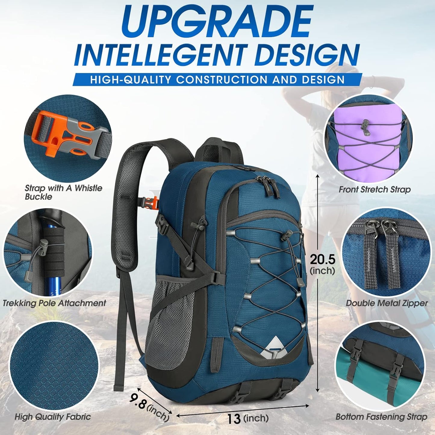 IGOLUMON Hiking Backpack 40L Packable Lightweight Camping Backpack Men Women Waterproof Hiking