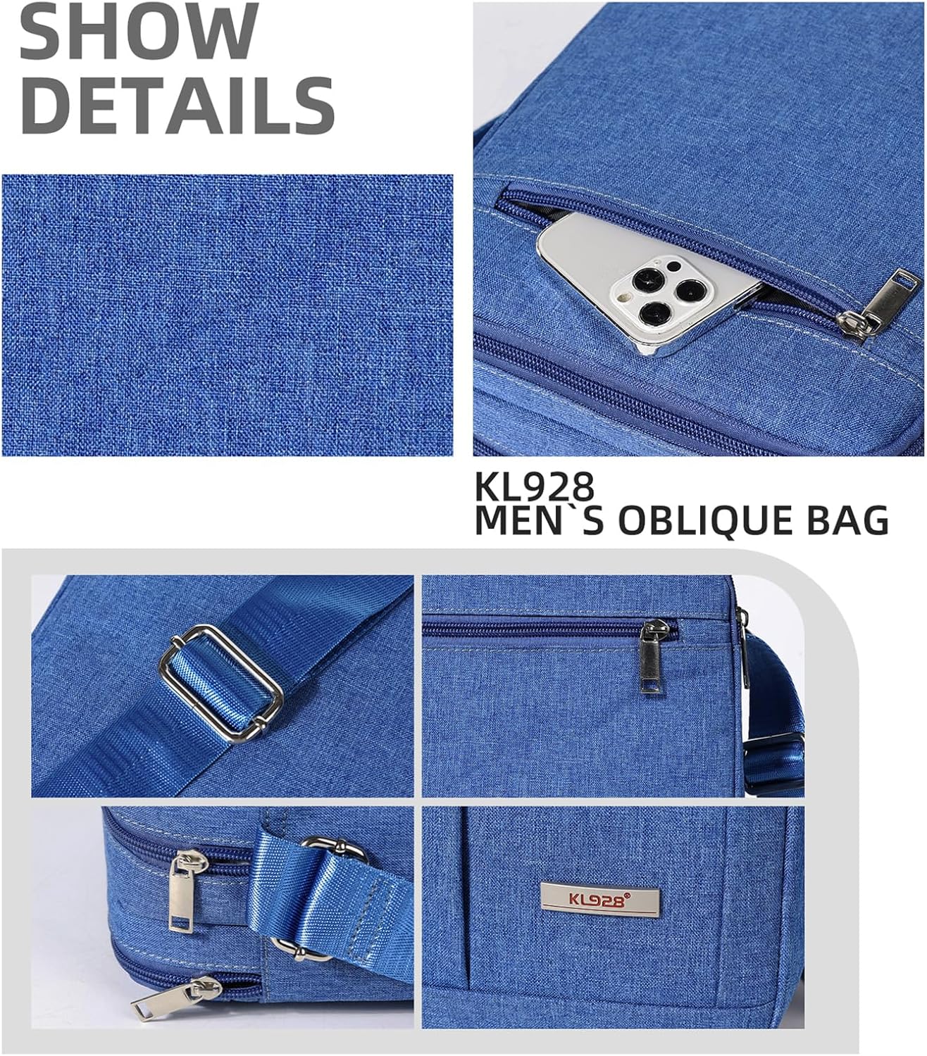 KL928 Men's Messenger Bag - Crossbody Shoulder Bags Travel Bag Man Purse Casual Sling Pack for Work Business