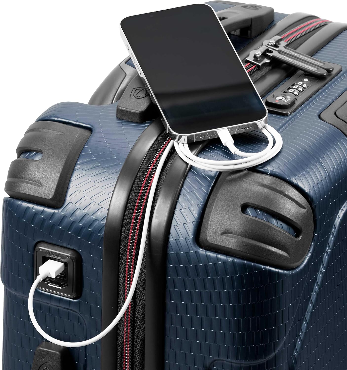 Traveler's Choice Maxporter II Hardside Polycarbonate Suitcase with Spinner Wheels, TSA Lock, Navy, 22" Carry-On Luggage