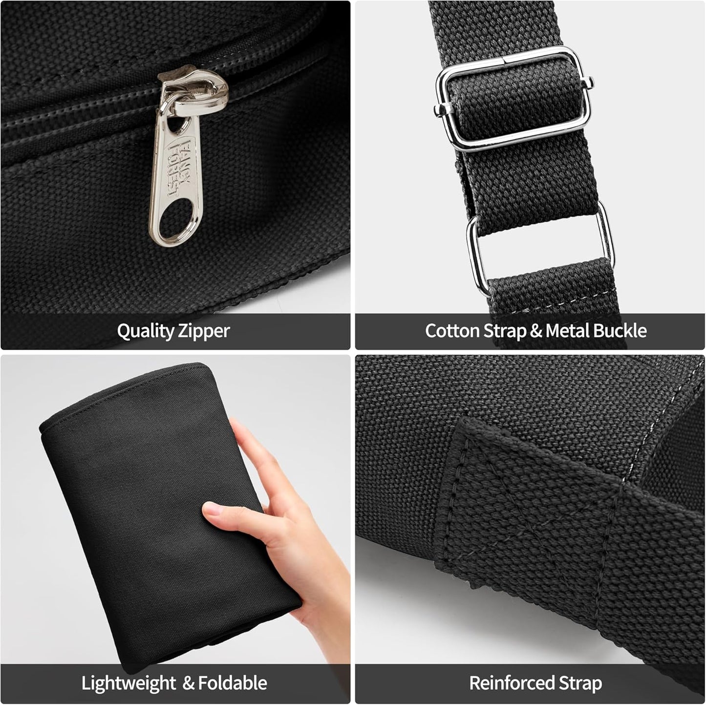 KALIDI Canvas Tote Bag Large Hobo Crossbody Shoulder Handbag Zipper Messenger Bag for Women or Men Casual College Work