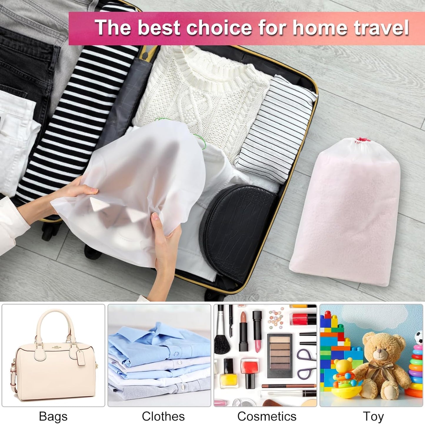 vivinin 18-Pack Shoe Bags for Travel, 11.8in x 15.7in Travel Shoe Bags for Packing, Travel Bag for Shoes, Storage Bags for Men and Women