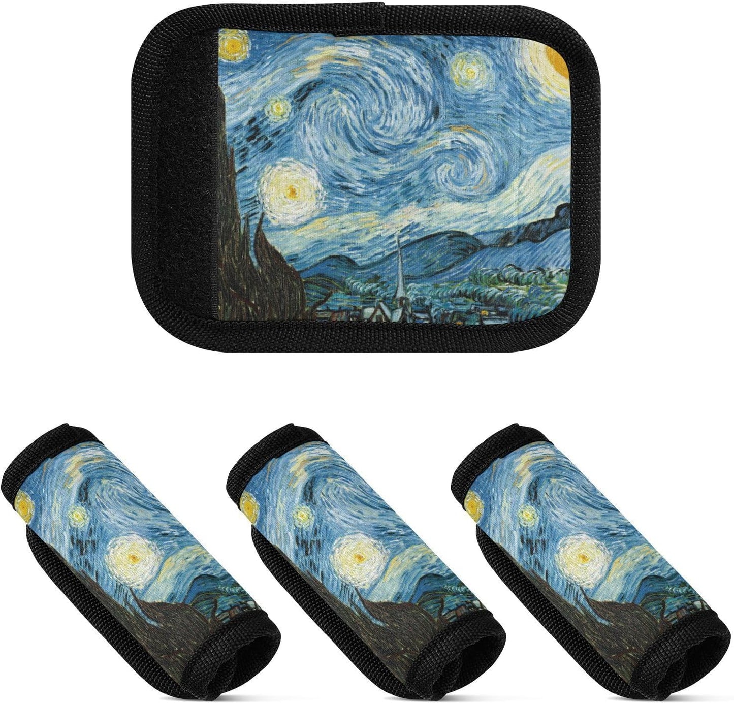 4Pcs Luggage Handle Wrap Suitcase Identifier Handle Covers Tags Soft Travel Bags Luggage Handle Gripper Accessories for Airplane Flying Starry Night
