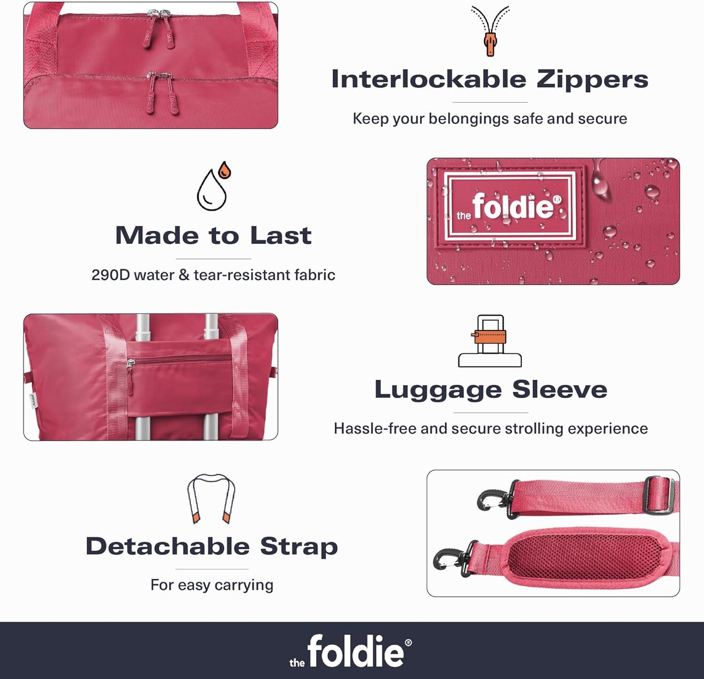 The Foldie Foldable Travel Bag for Women - 40L Weekender Bag with Multiple Pockets - Carry On Expendable Travel Bag