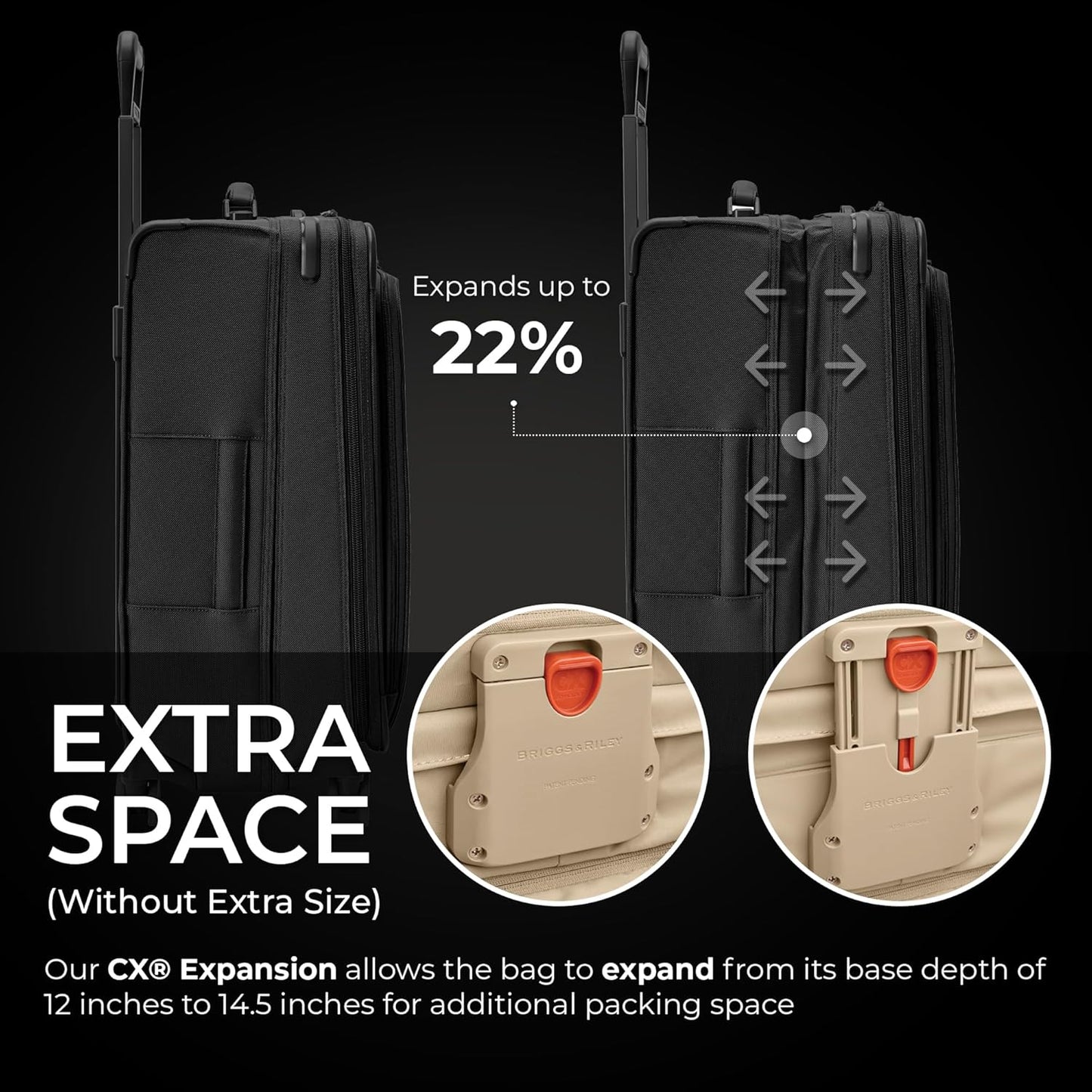 Briggs & Riley 26" Medium Expandable Spinner - Checked Luggage for Travel, Suitcases with Wheels