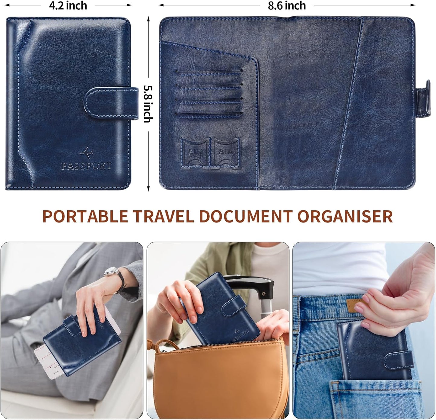 Herain Passport Holder for Travel Cruise Essentials, Passport Cover Wallet Case Women Men, RFID Passports Book Holders Travels Gifts Must Haves Accessories