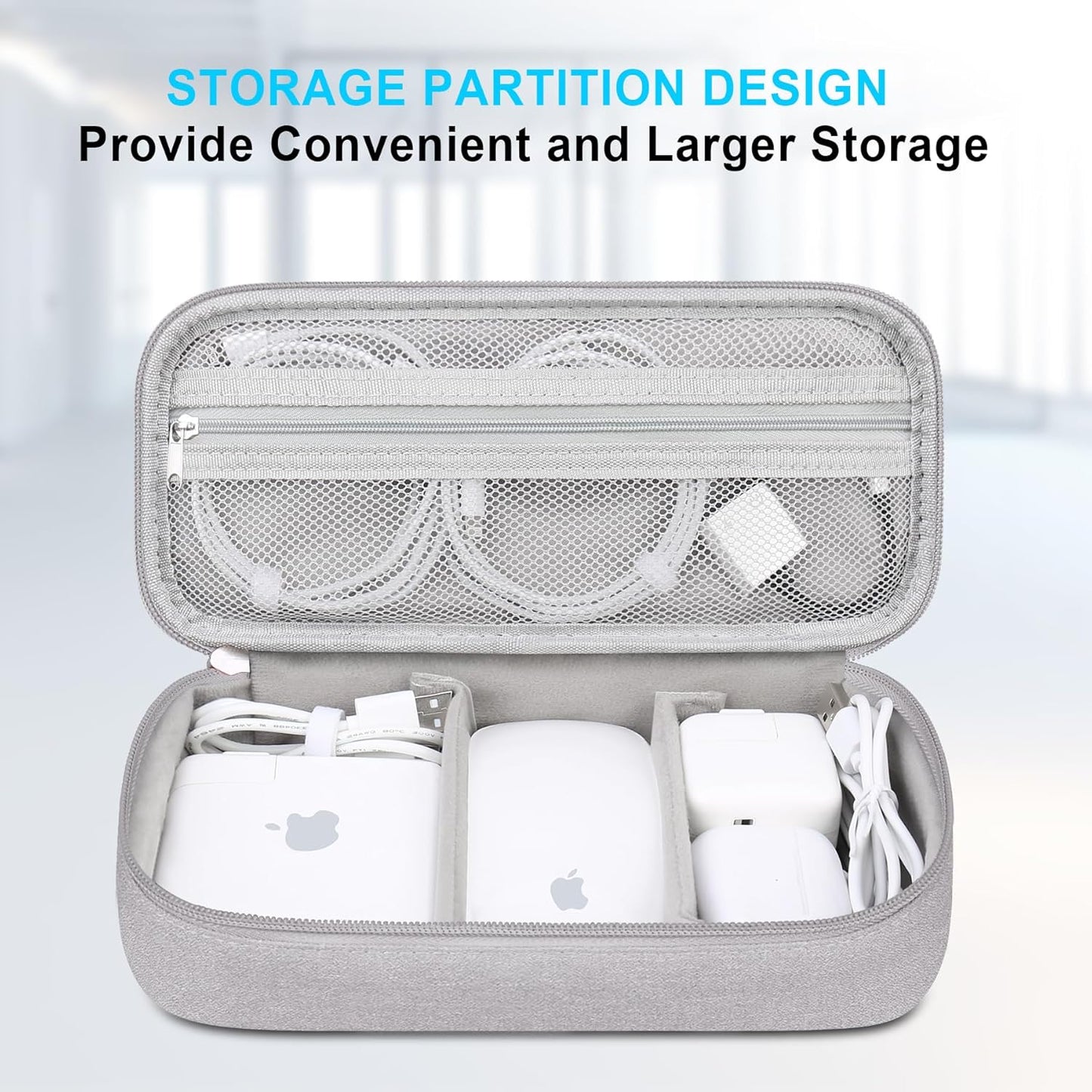 Lacdo Electronic Organizer Travel Cable Organizer Bag Pouch Tech Electronic Accessories Carry Case Portable Double Layers Charger Case for Cable, Cords, Charger, Earphone, Power Bank, Gray