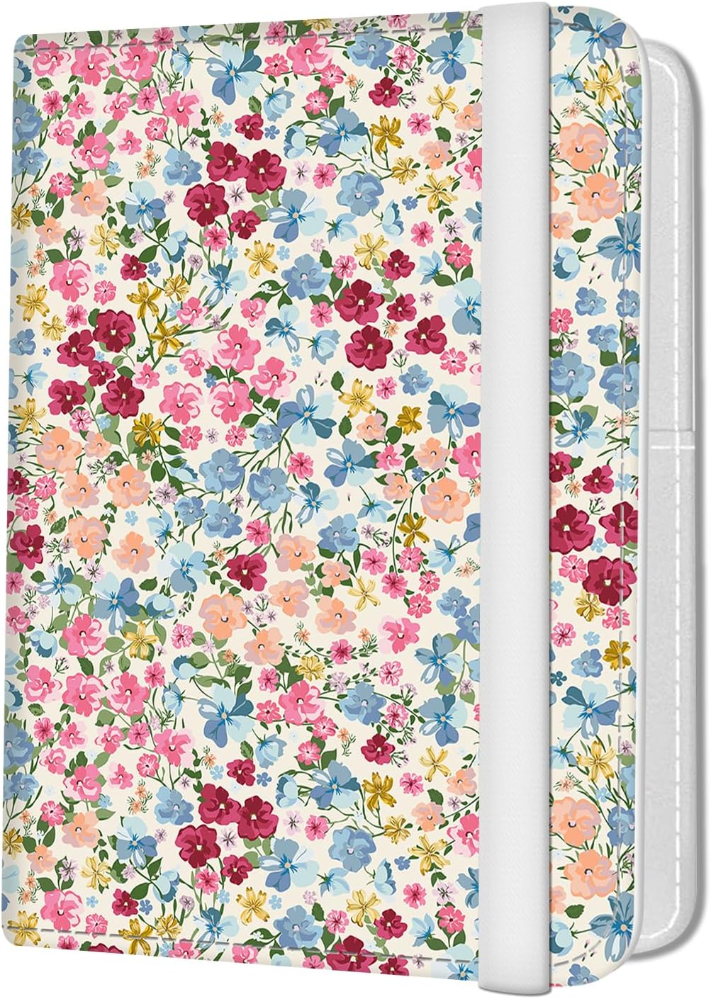 Passport Holder for Travel Essentials, Leather RFID Blocking Passport Wallet Cover Case, Cute Passport Book Holders for Women and Men Colorful Boho Flowers