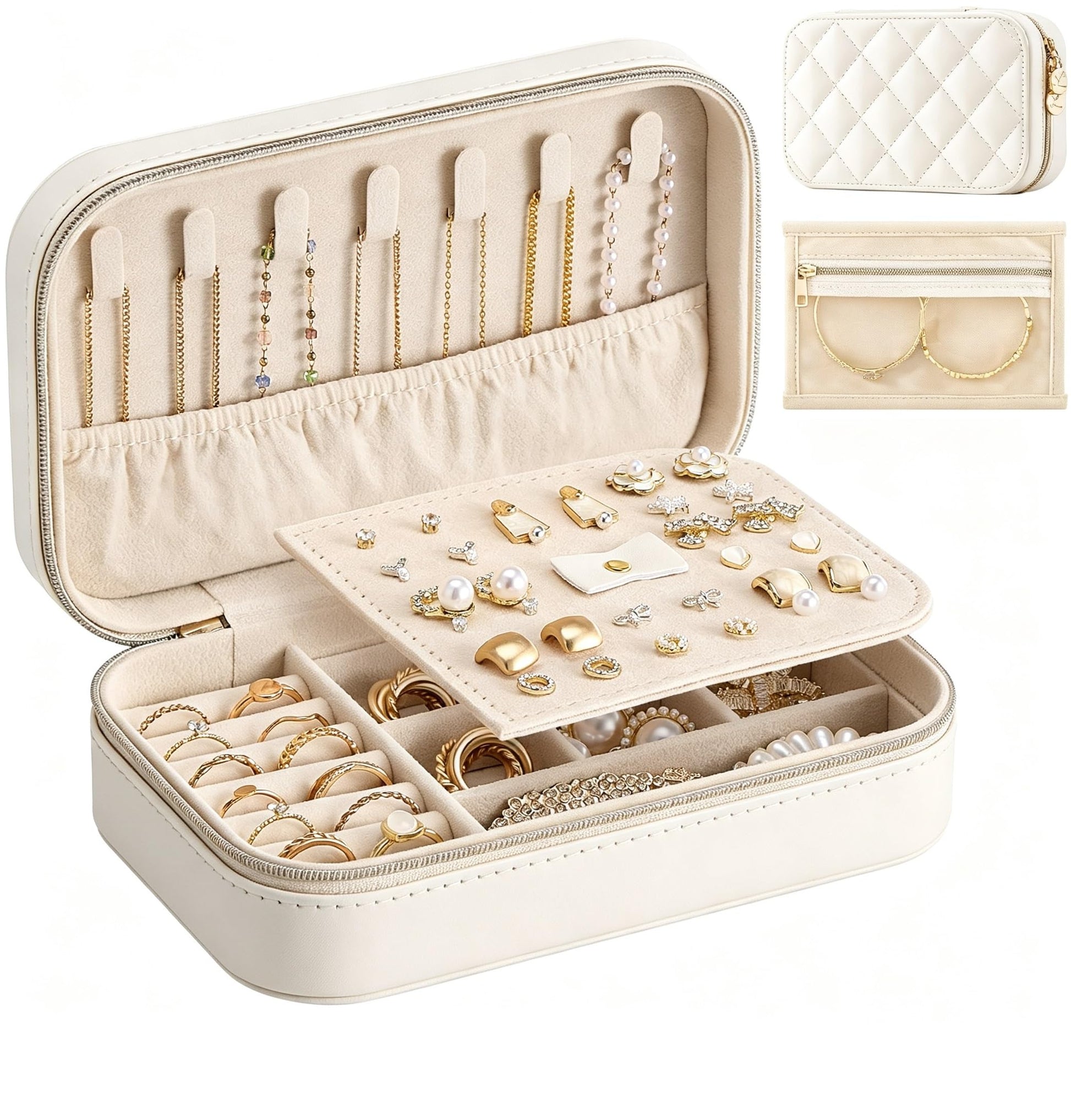 Lolalet Travel Jewelry Case for Women Girls, Travel Jewelry Organizer with Clear Storage Bag Small
