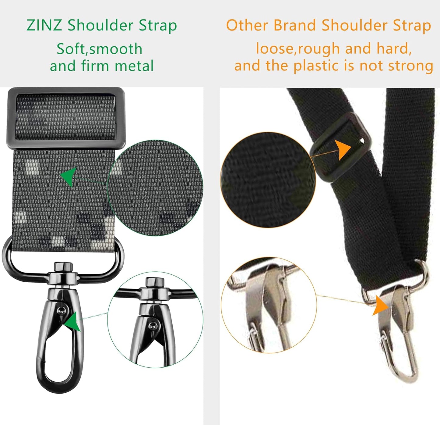 ZINZ Shoulder Strap 58" Ultra-Thick Fixed Padded and Adjustable Buckles Crossbody Strap for Briefcase Laptop Bag Luggage
