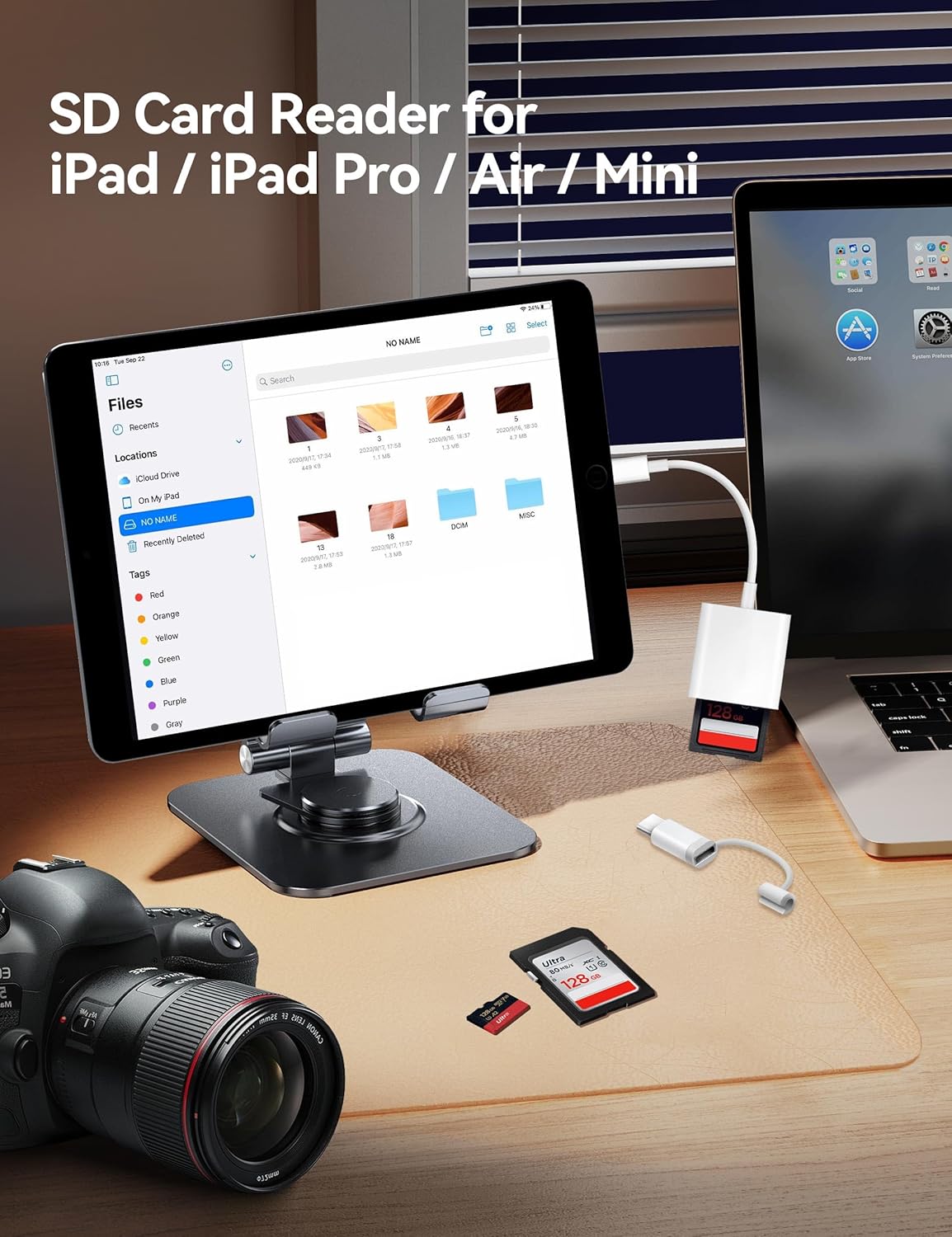 SD Card Reader for iPhone, SD Card Adapter with Lightening & USBC Dual-Connector for iPhone 5-14
