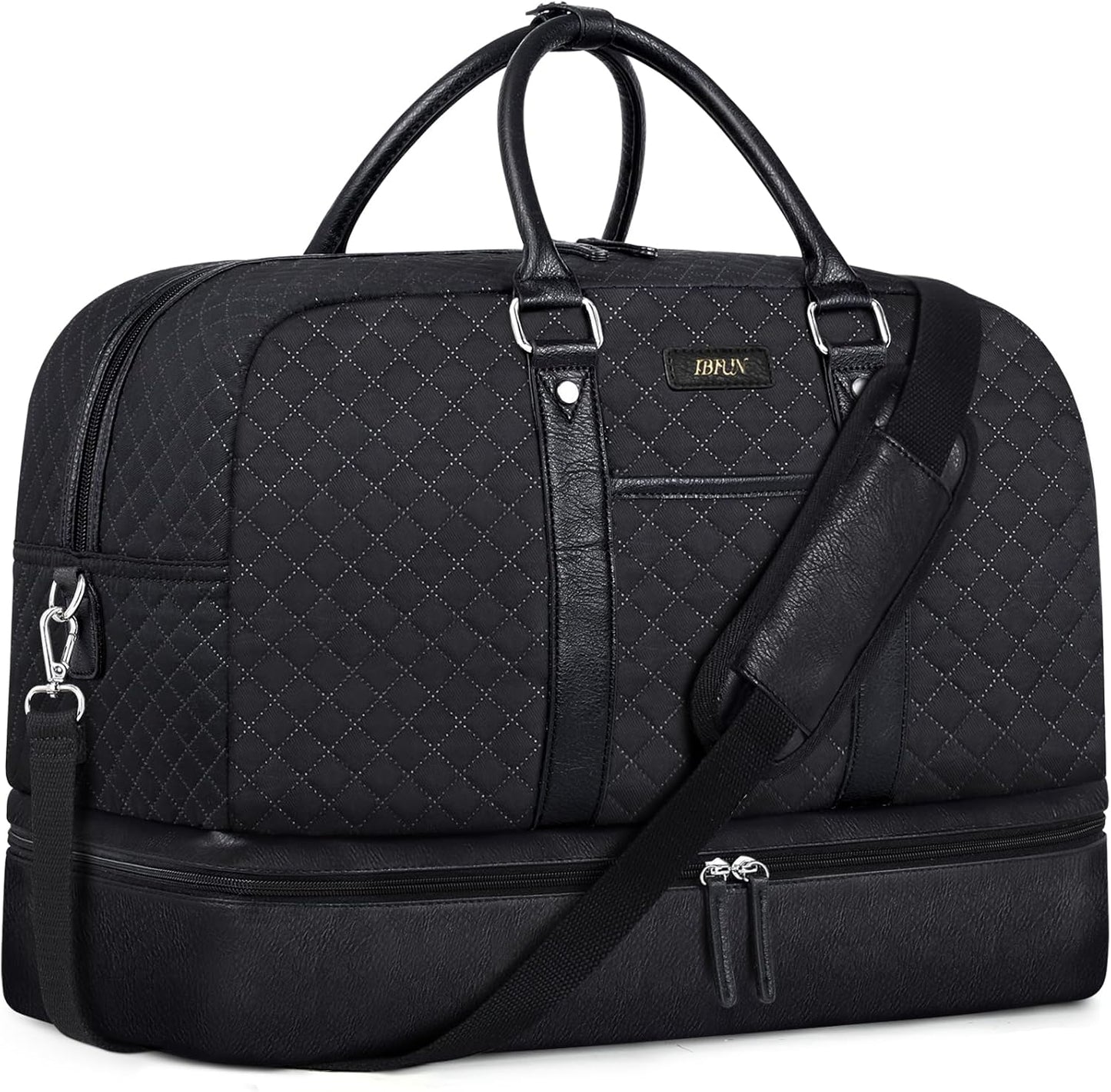Weekender Bag for Women, Large Overnight Bag Canvas Travel Duffel Bag Carry On Tote with Shoe Compartment 21" 3Pcs Set