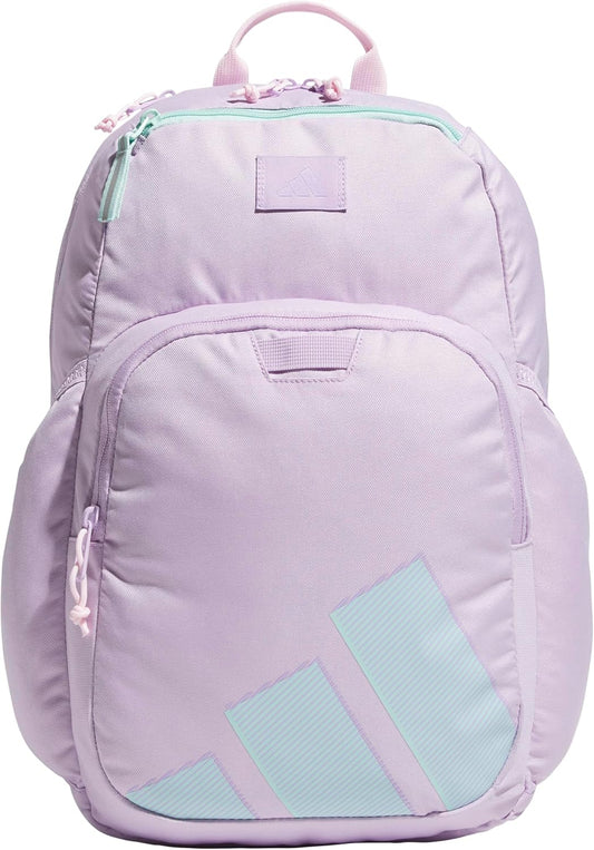 adidas Midway Small Backpack for Women and Men, Durable Laptop Bag, Powder Plum Purple/Clear Pink/Semi Flash Aqua Blue, One Size