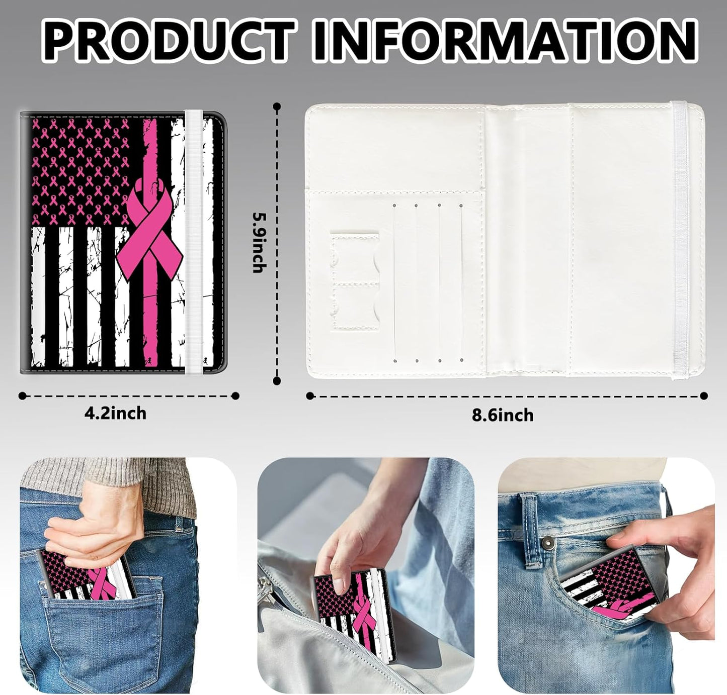 Passport Holder for Travel, Cute Passport Cover for Women Men, Waterproof PU Leather Rfid Blocking Passport Wallet with Credit Card Case for Travel Family, Boys Girls Travel Essentials