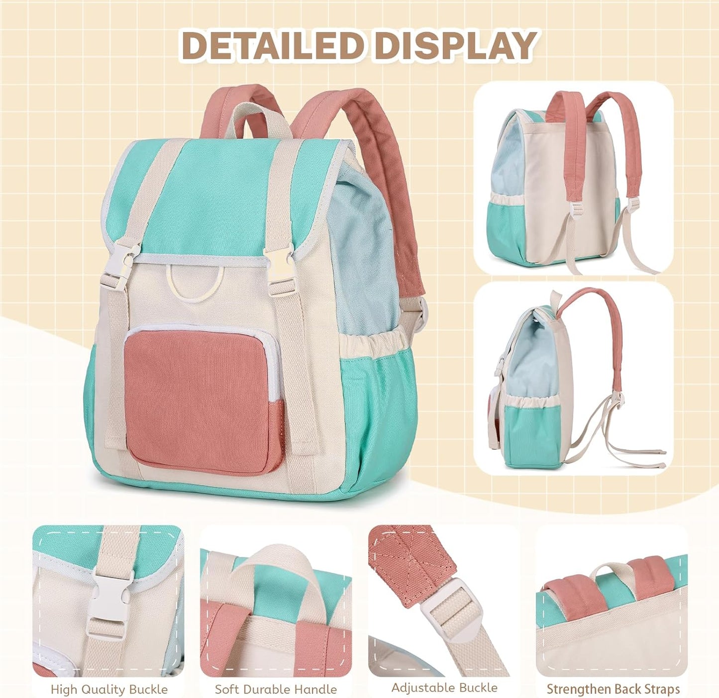 Girls Backpack Travel Backpack For School Kids Canvas Book Bag for Boys, Brown
