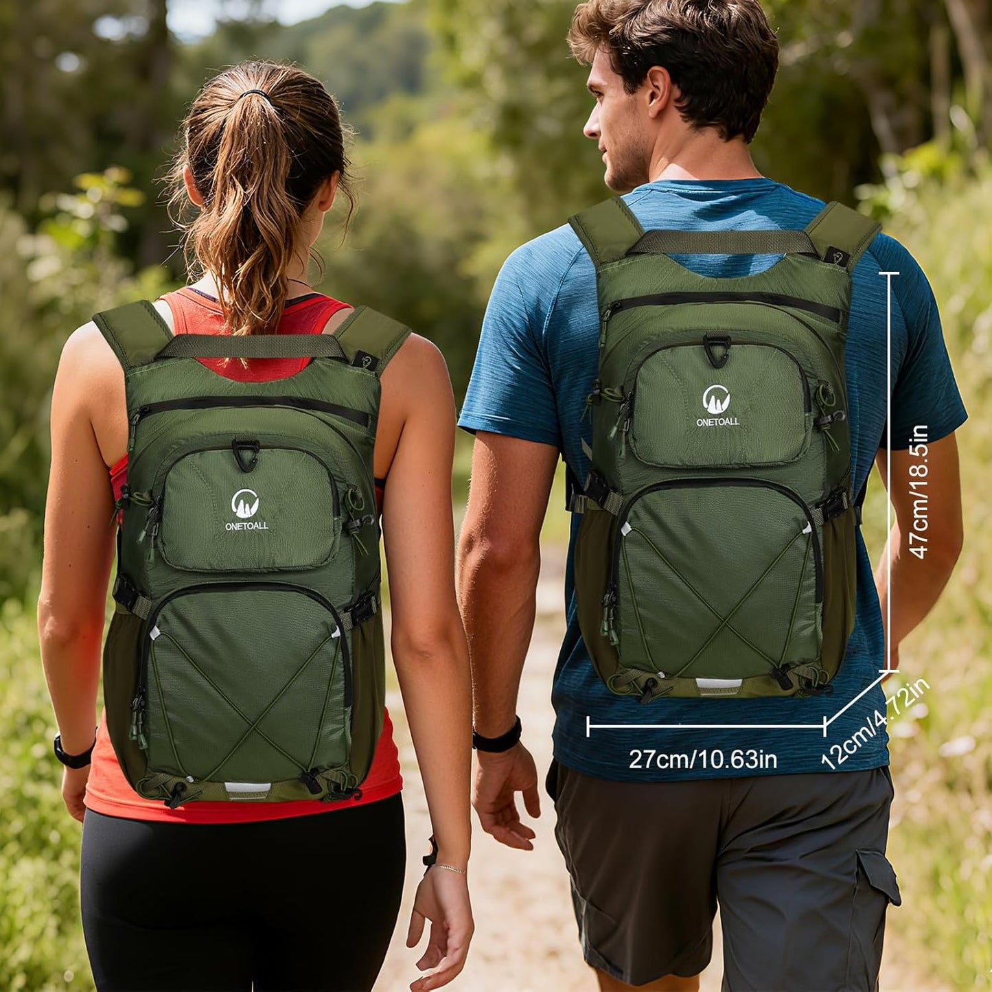 Hydration Backpack 22L, Hiking Backpack with 2L Leakproof Bladder, Sewn-in Rain Cover, Insulated Compartment for Men & Women Running, Cycling, Camping
