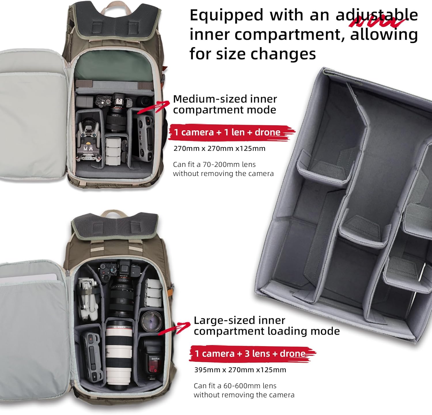 VSGO Pocket Ranger Expandable 35-43L Photography & Outdoor Backpack – Lightweight Camera Bag for