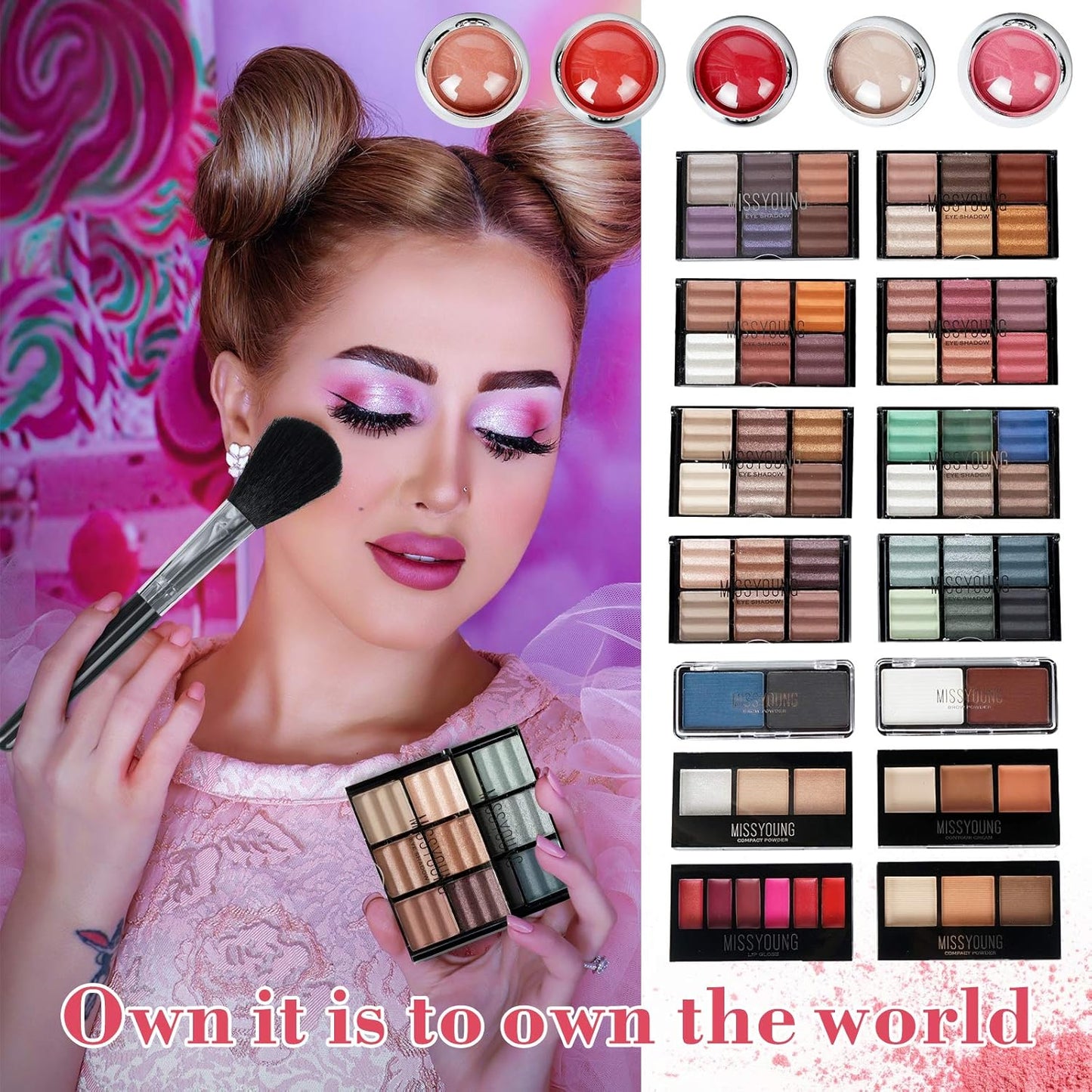 All-in-One Makeup Kit Gift Set Women Full Set Carry All Professional Make up Kit With Makeup Bag Lipgloss Lipstick Concealer Blush Foundation Face Powder Eyeshadow Palette Cosmetic Palette #10